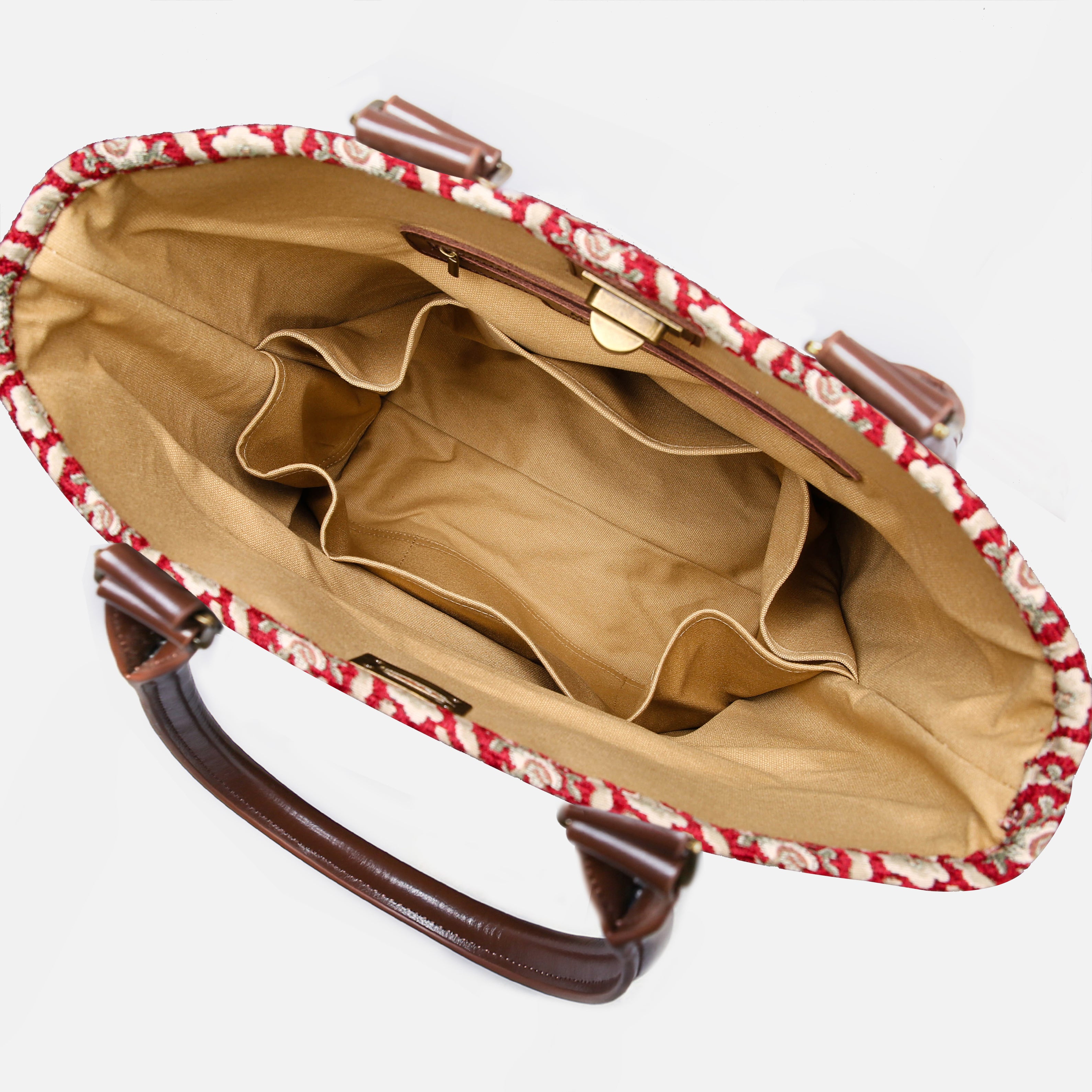Traditional Red Carpet Tote Shopper Carpetbag of America inside