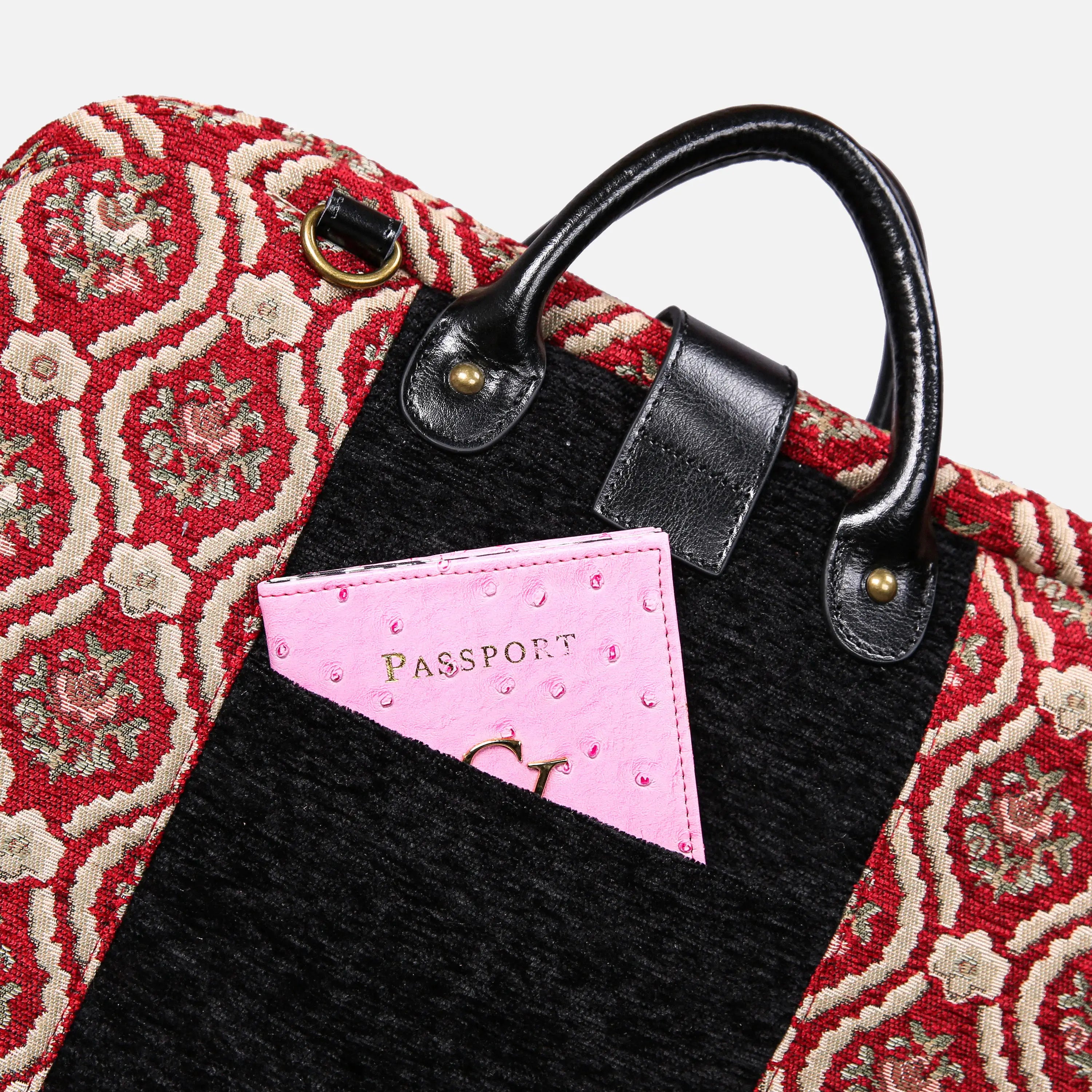 Traditional Red carpet bag  of America back details