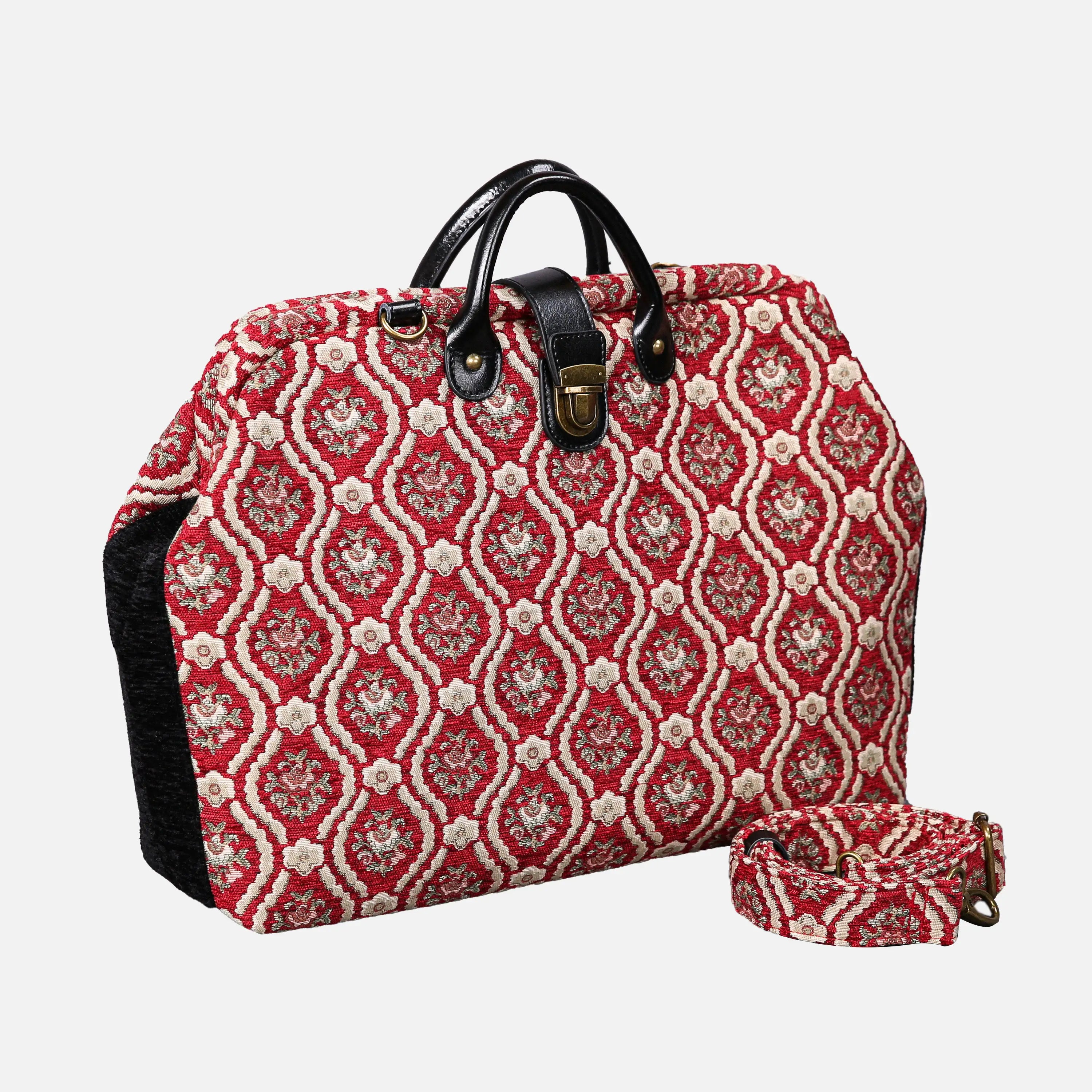 Traditional Red carpet bag of America with shoulder strap