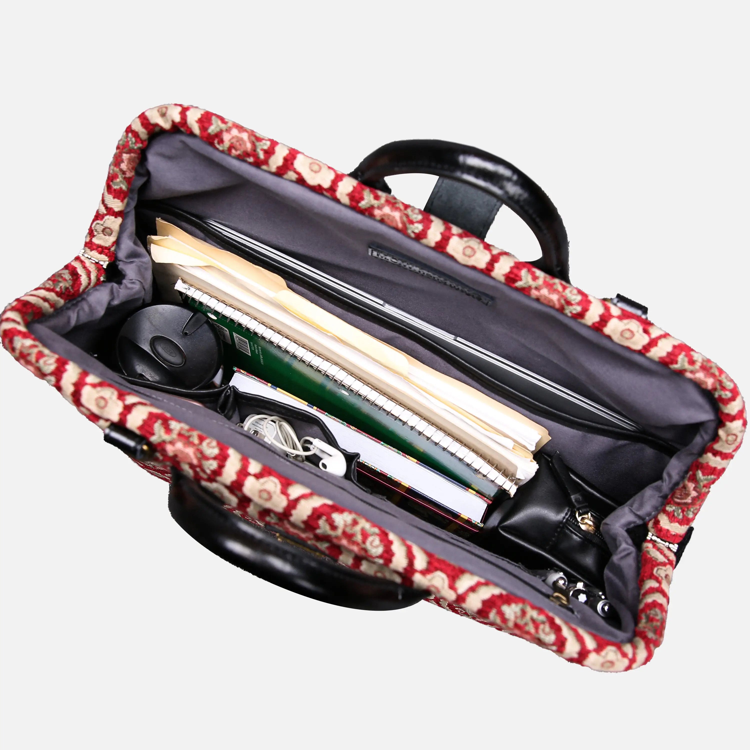 Traditional Red carpet bag  of America in use