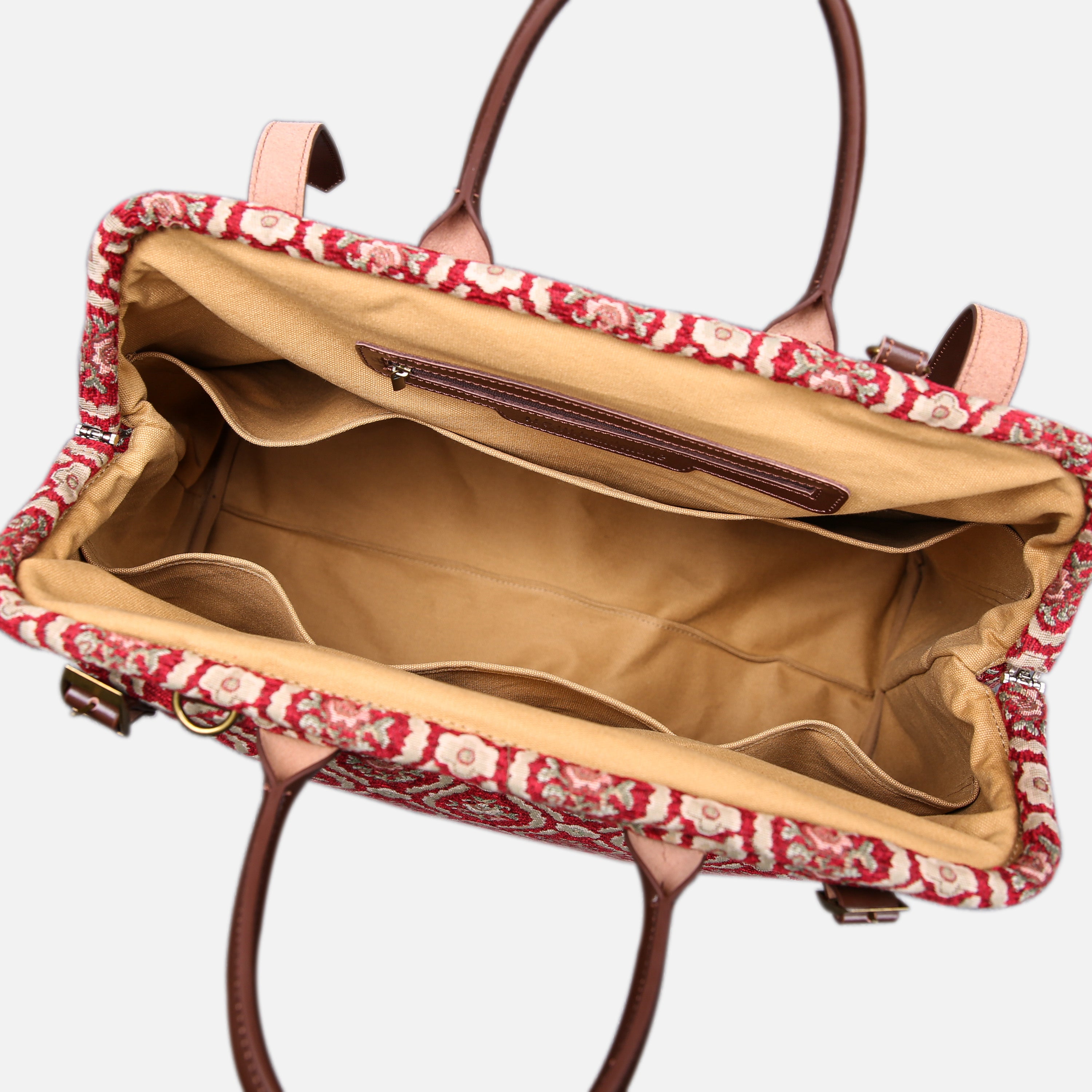 Traditional Red Large Carpetbag  of America inside