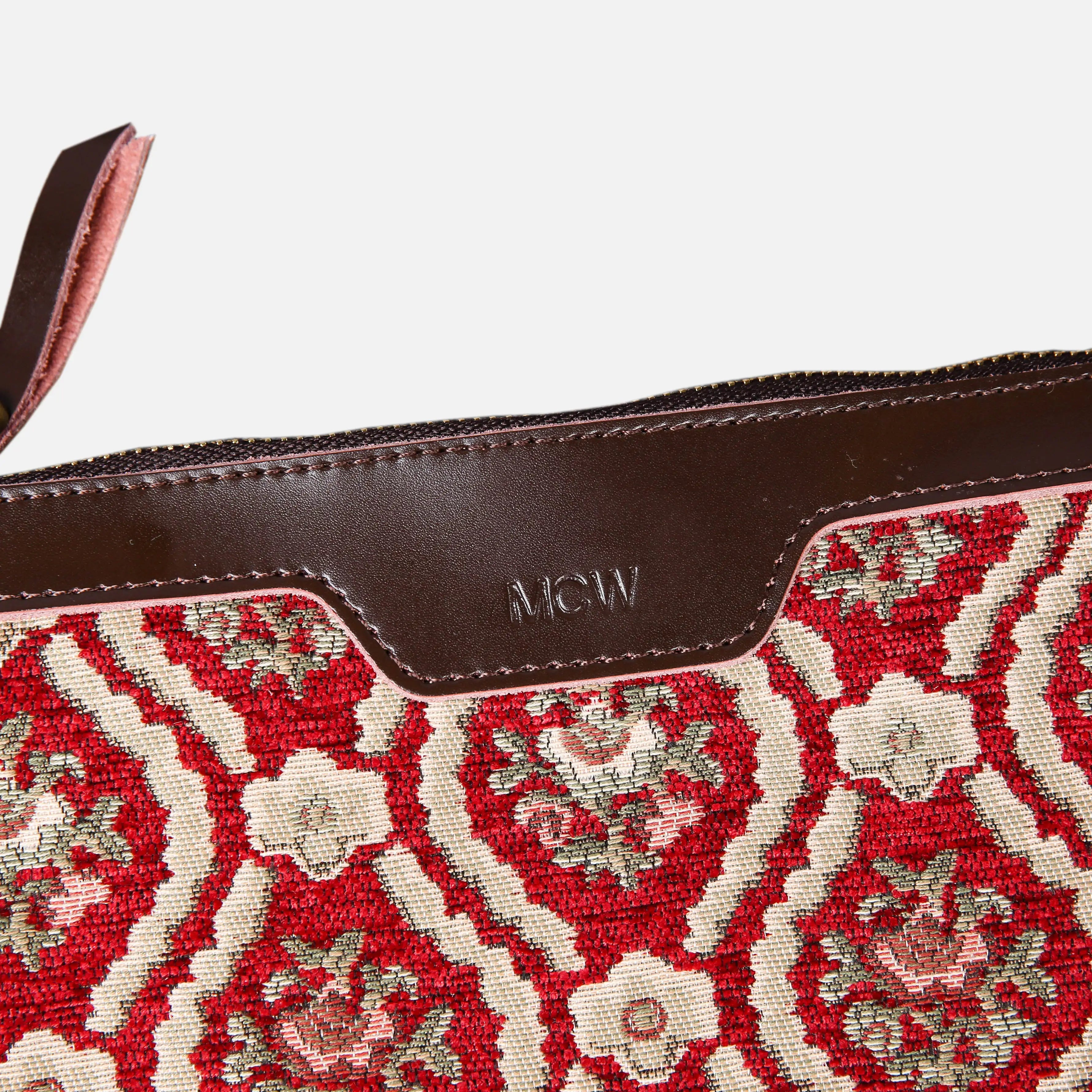 Traditional Red Wristlet Clutch carpet bag MCW Handmade-4
