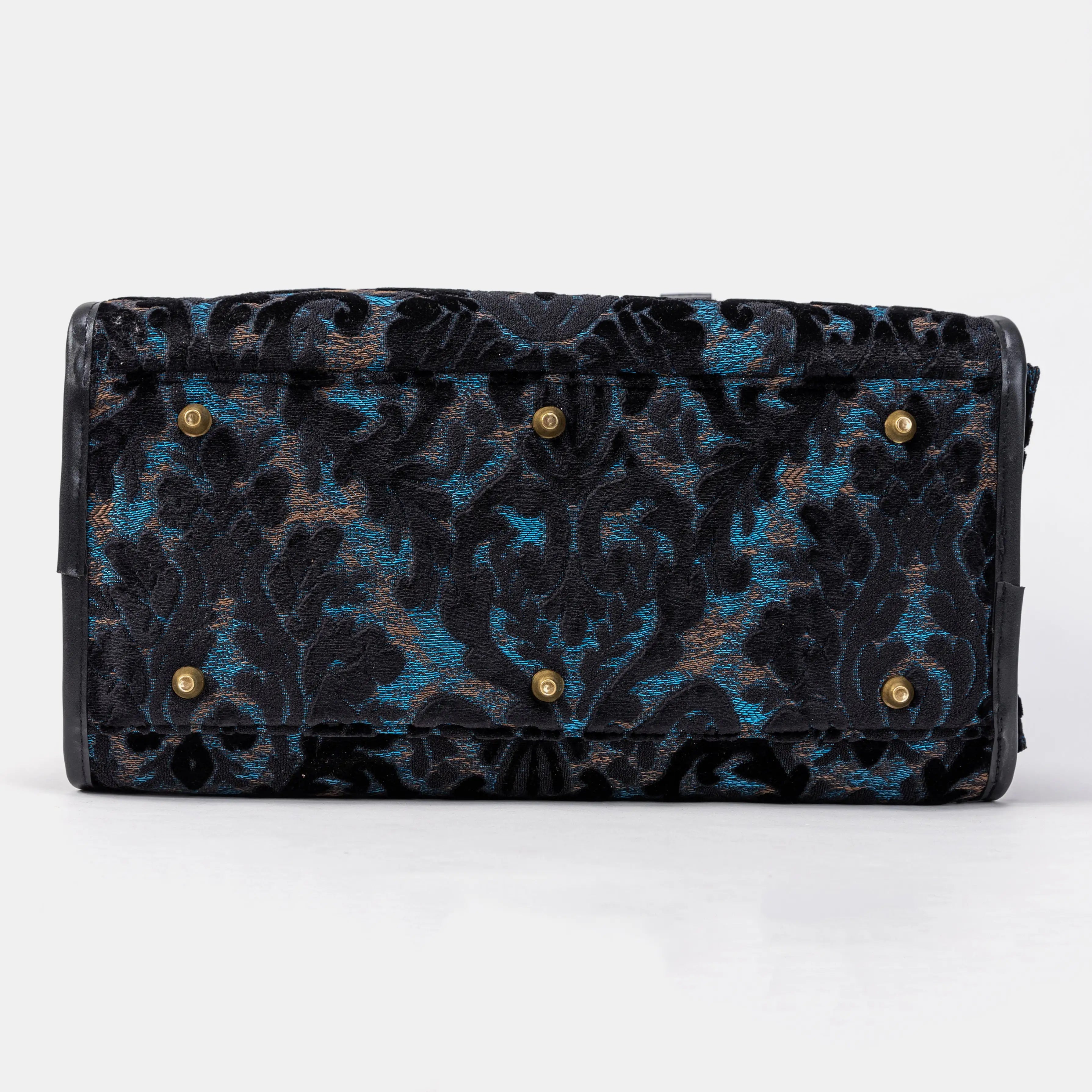 Travel Dog Carrier Bag  Burnout Velvet Black of America Bottom