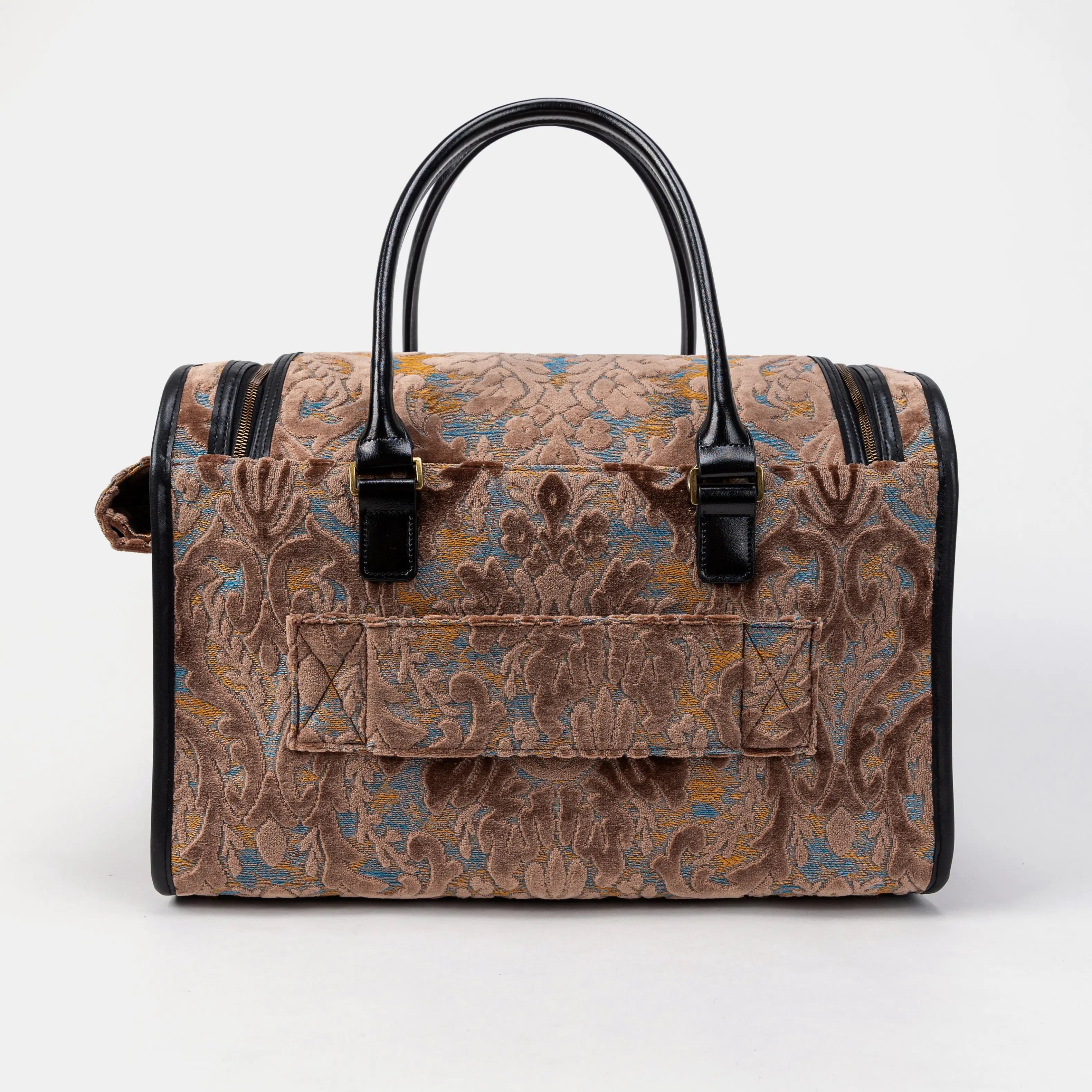 Travel Dog Carrier Bag  Burnout Velvet Camel of America Back