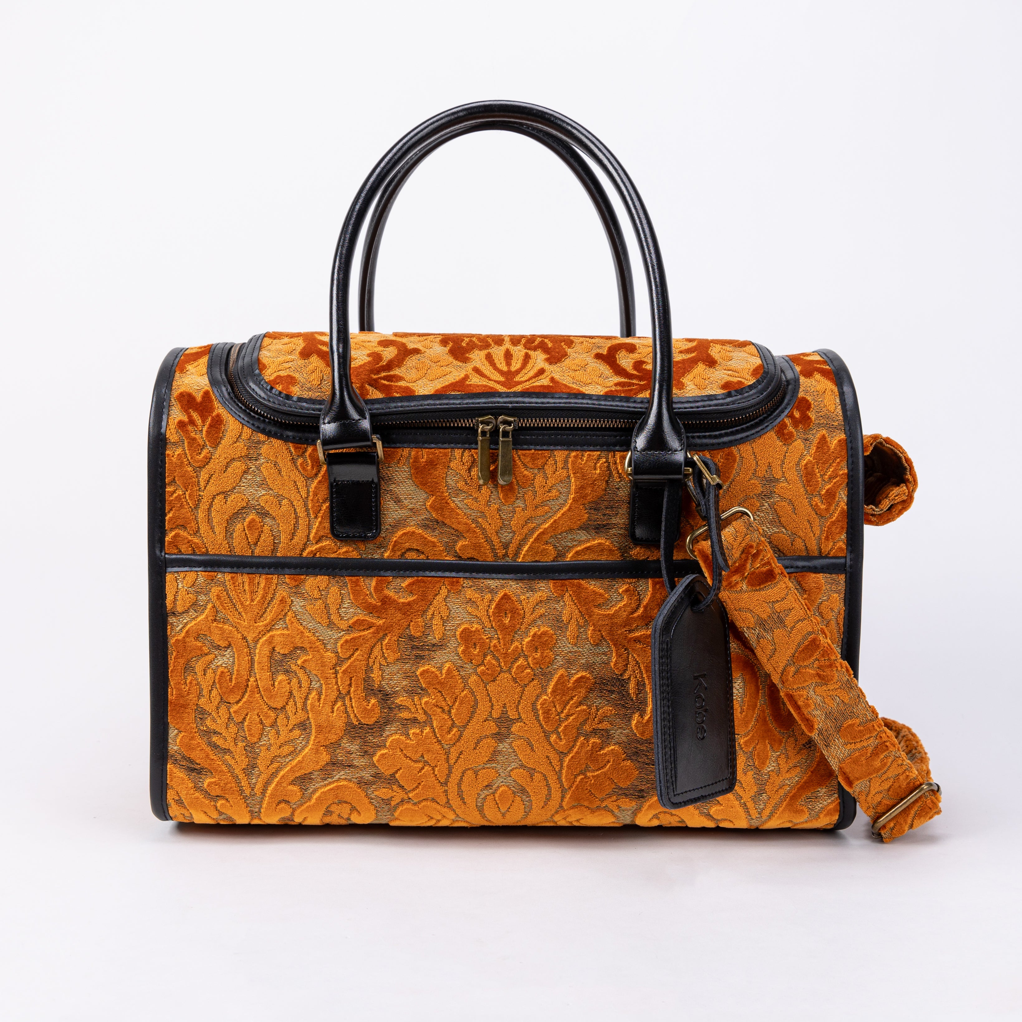 Travel Dog Carrier Bag Burnout Burnout Velvet Orange of America front