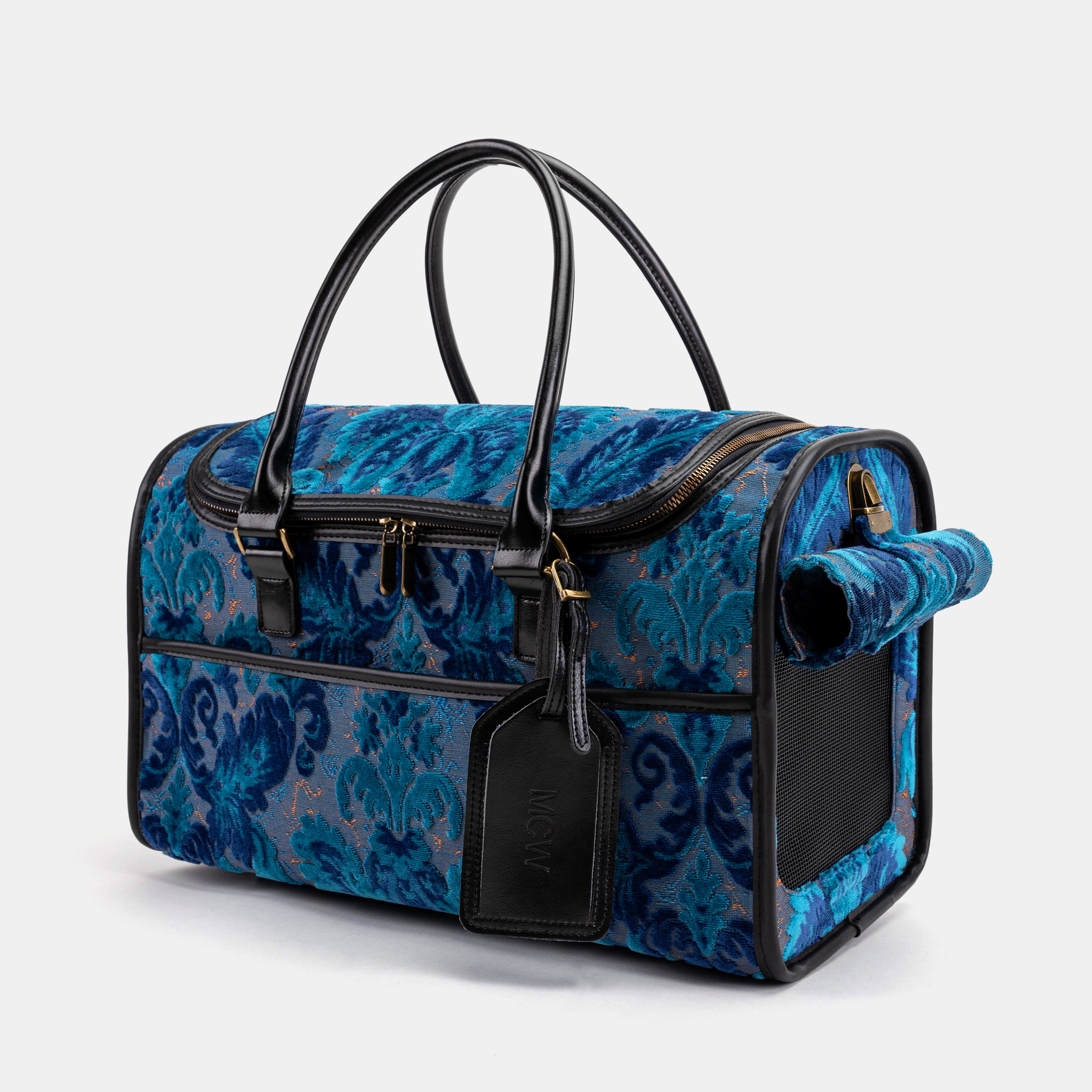 Travel Dog Carrier Burnout Velvet Revival Aqua  of America main