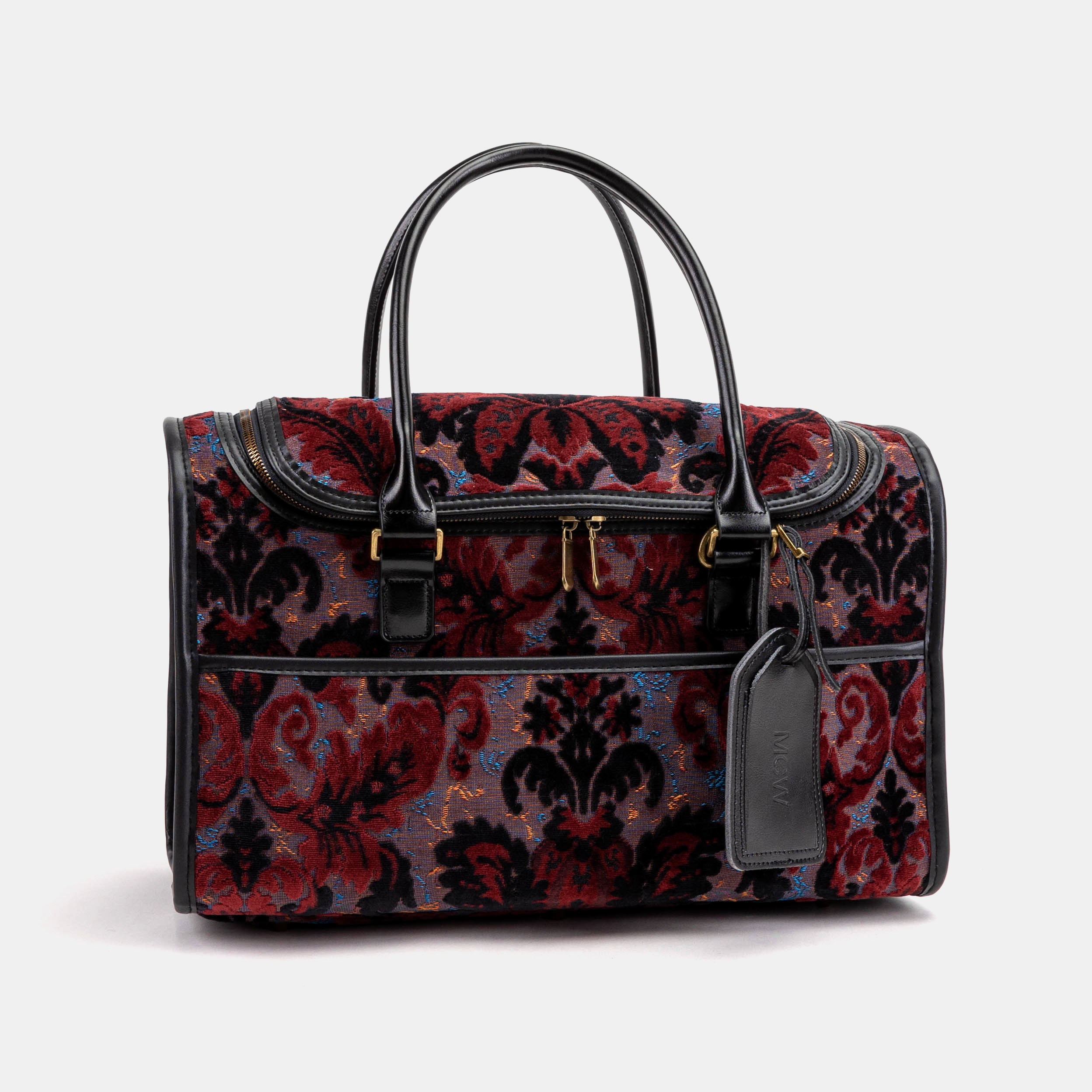 Travel Dog Carrier Burnout Velvet Revival Sephia  of America front side