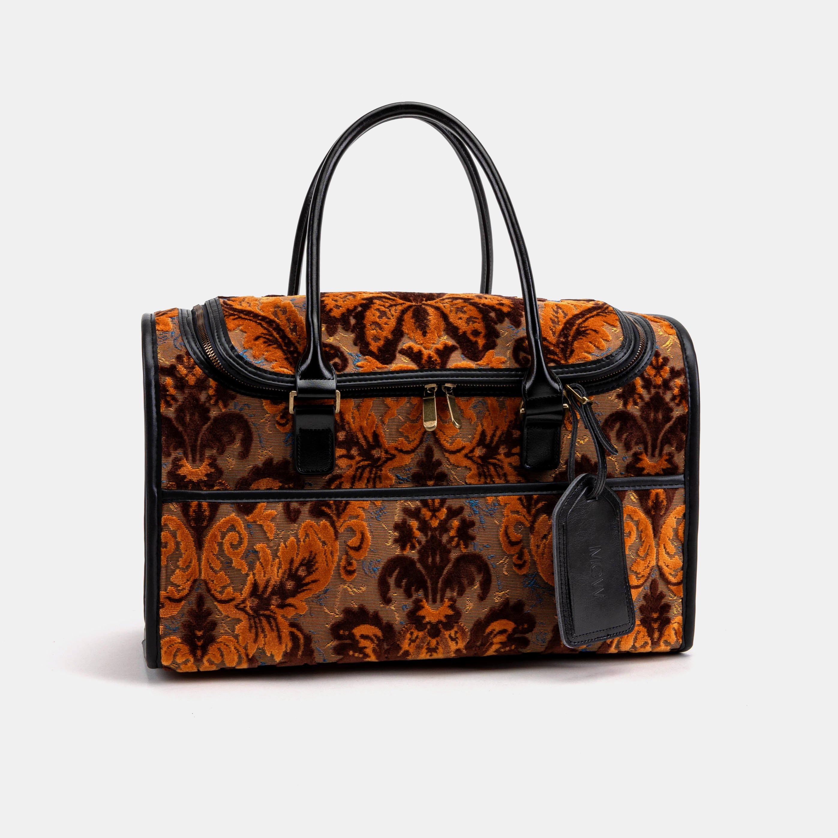 Travel Dog Carrier Burnout Velvet Revival Sienna  of America front side
