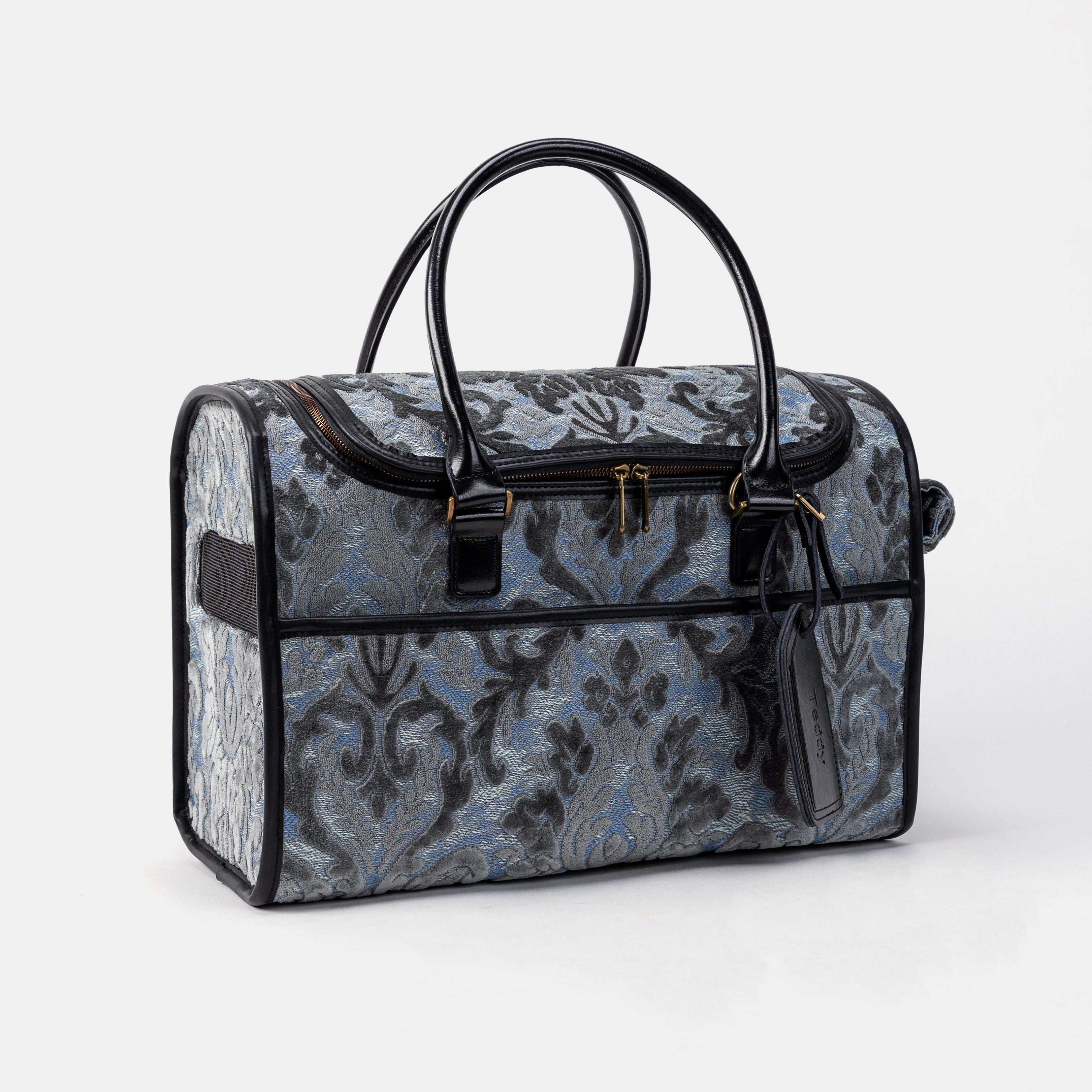 Travel Dog Carrier Bag  Burnout Velvet Steel Blue of America Overview