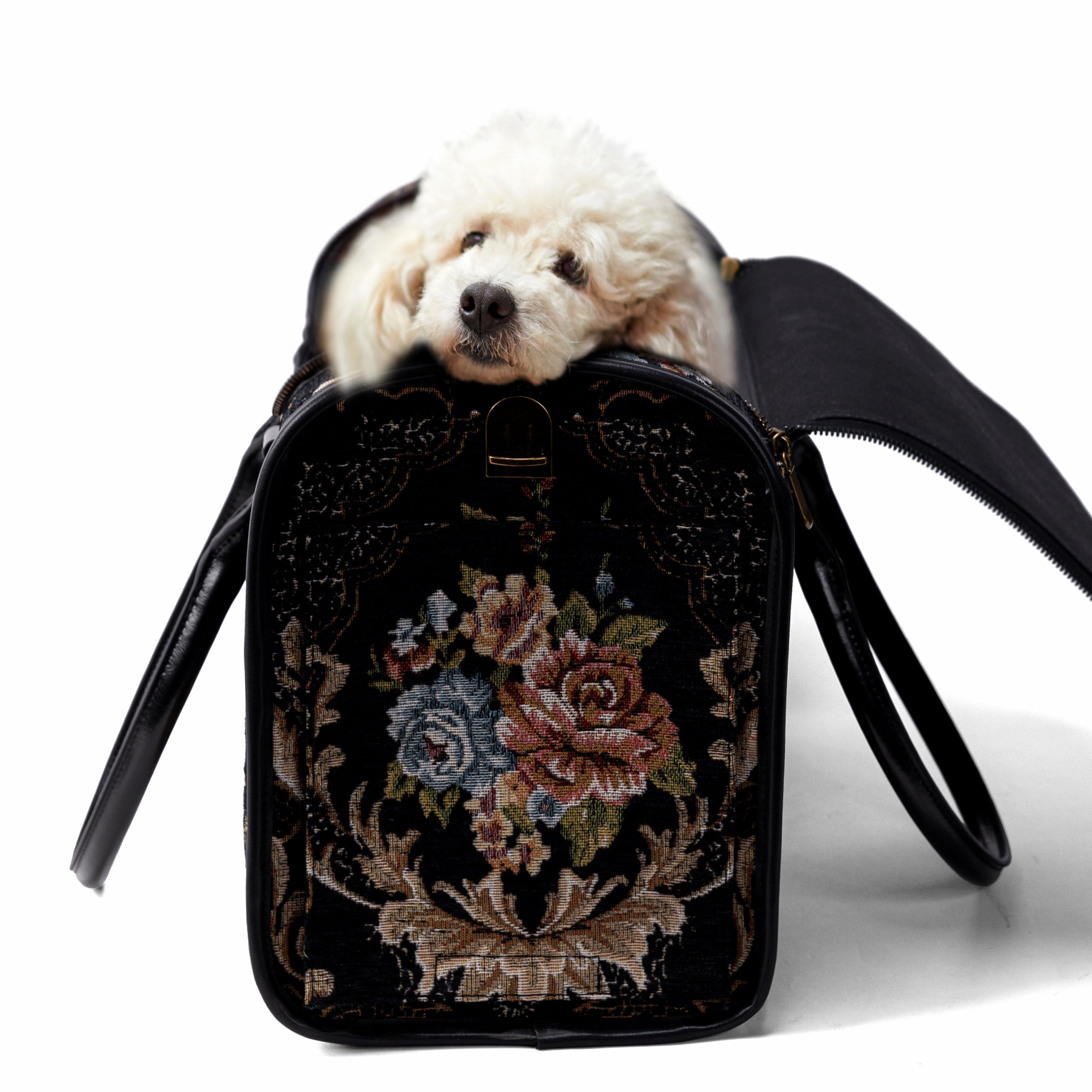 Travel Dog Carrier Bag Floral Black of America main