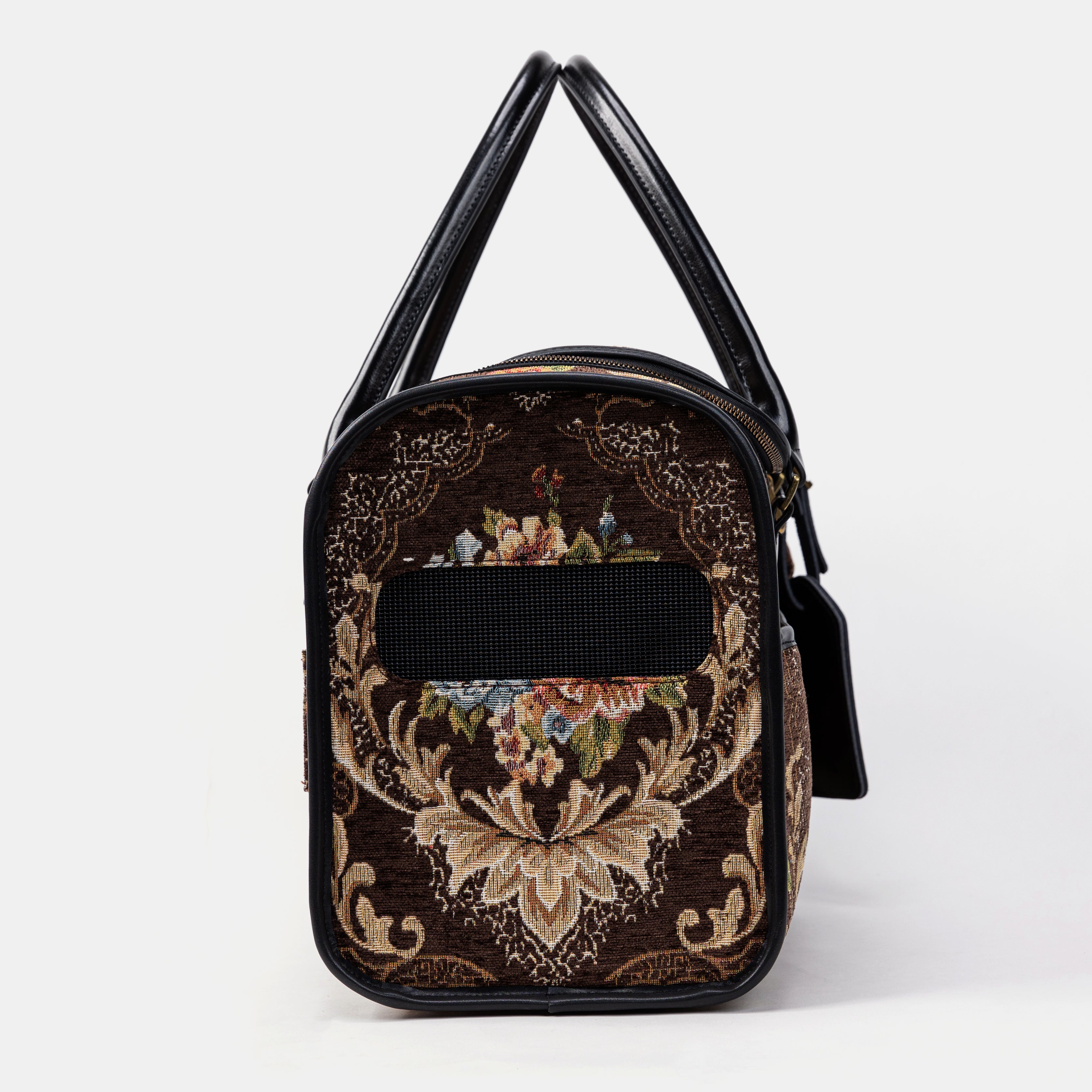 Travel Dog Carrier Bag Floral Brown of America  with Side Mesh