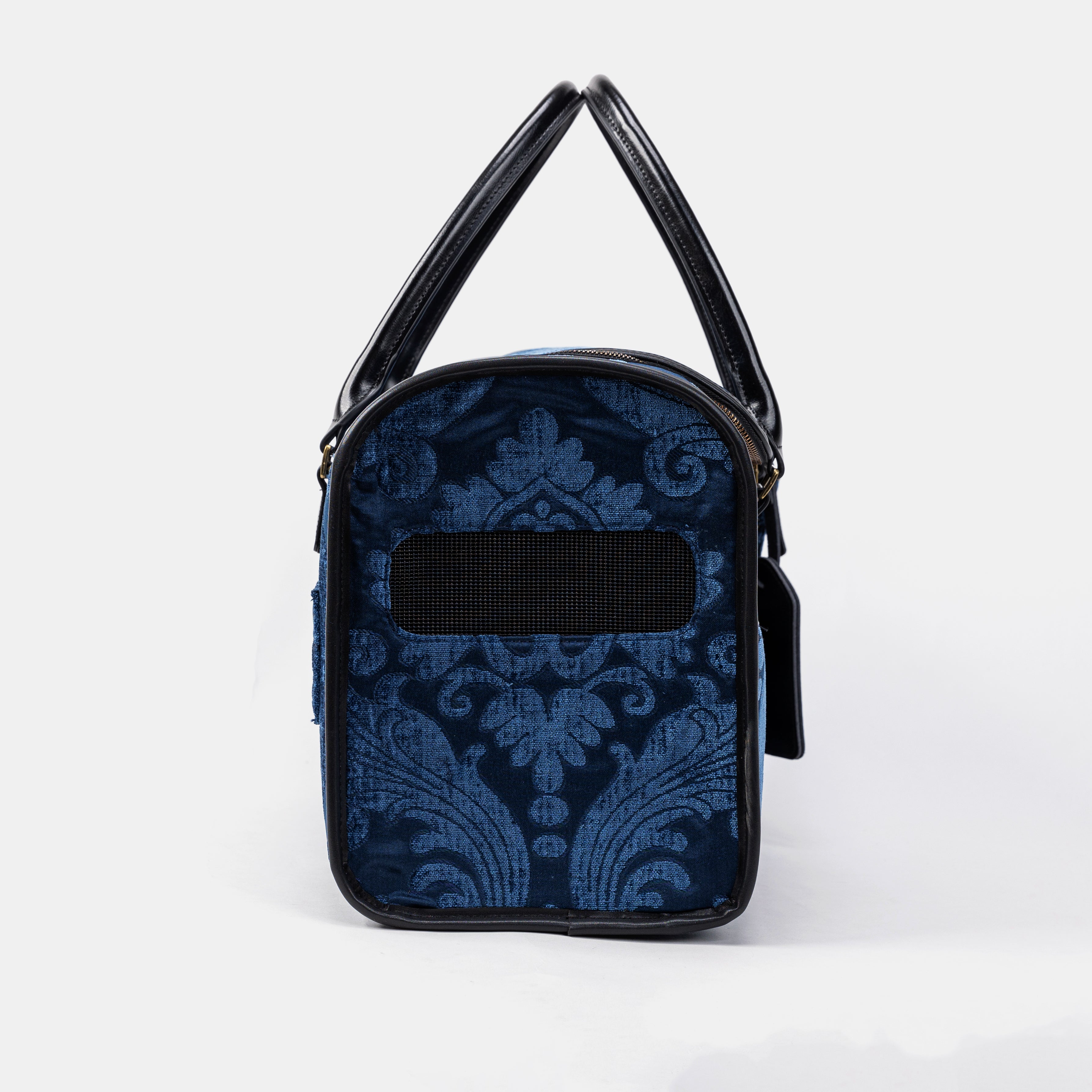 Travel Dog Carrier Bag Queen Royal Blue of America Side Mesh