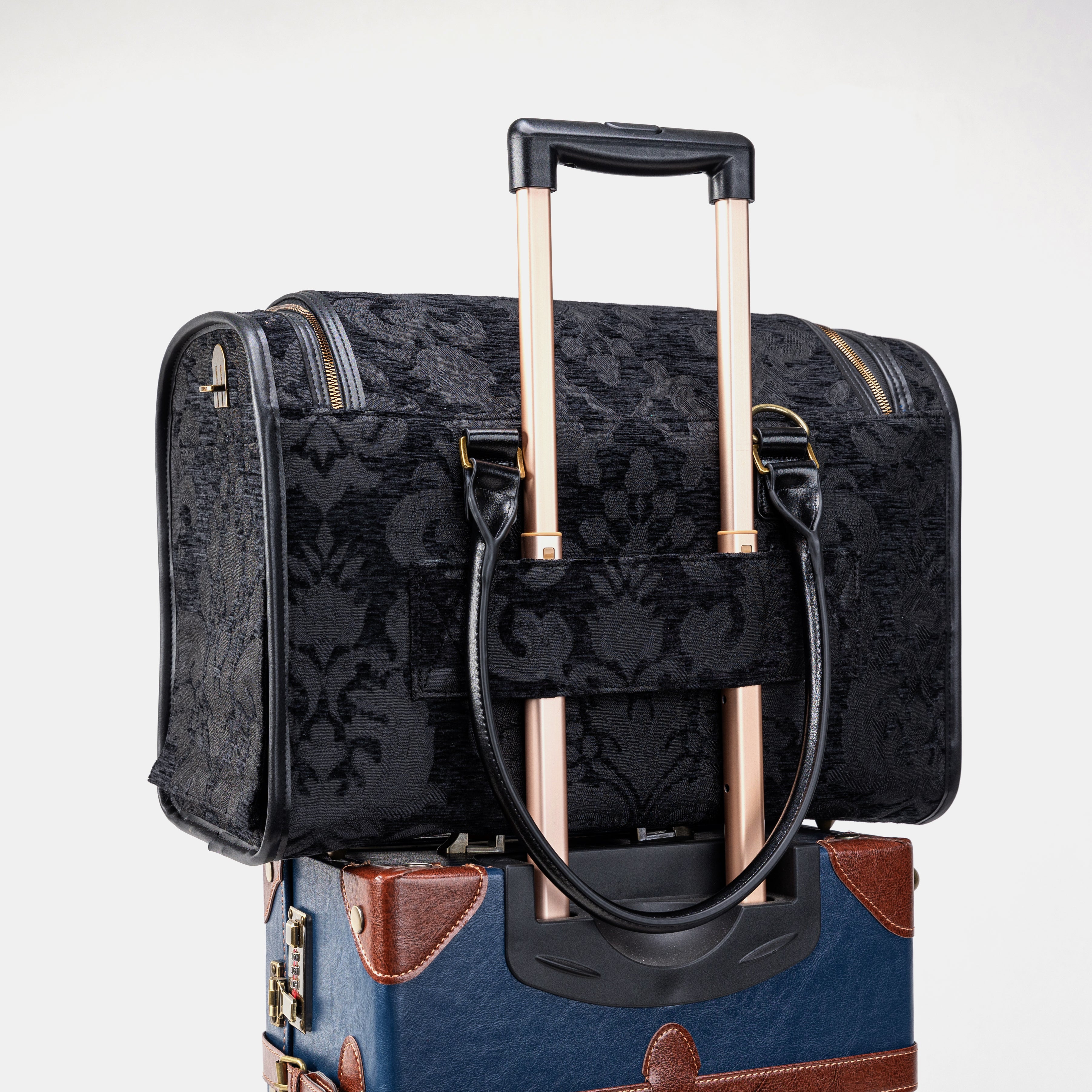 Travel Dog Carrier Bag Victorian Blossom Black/Black   of America with Luggage Holder