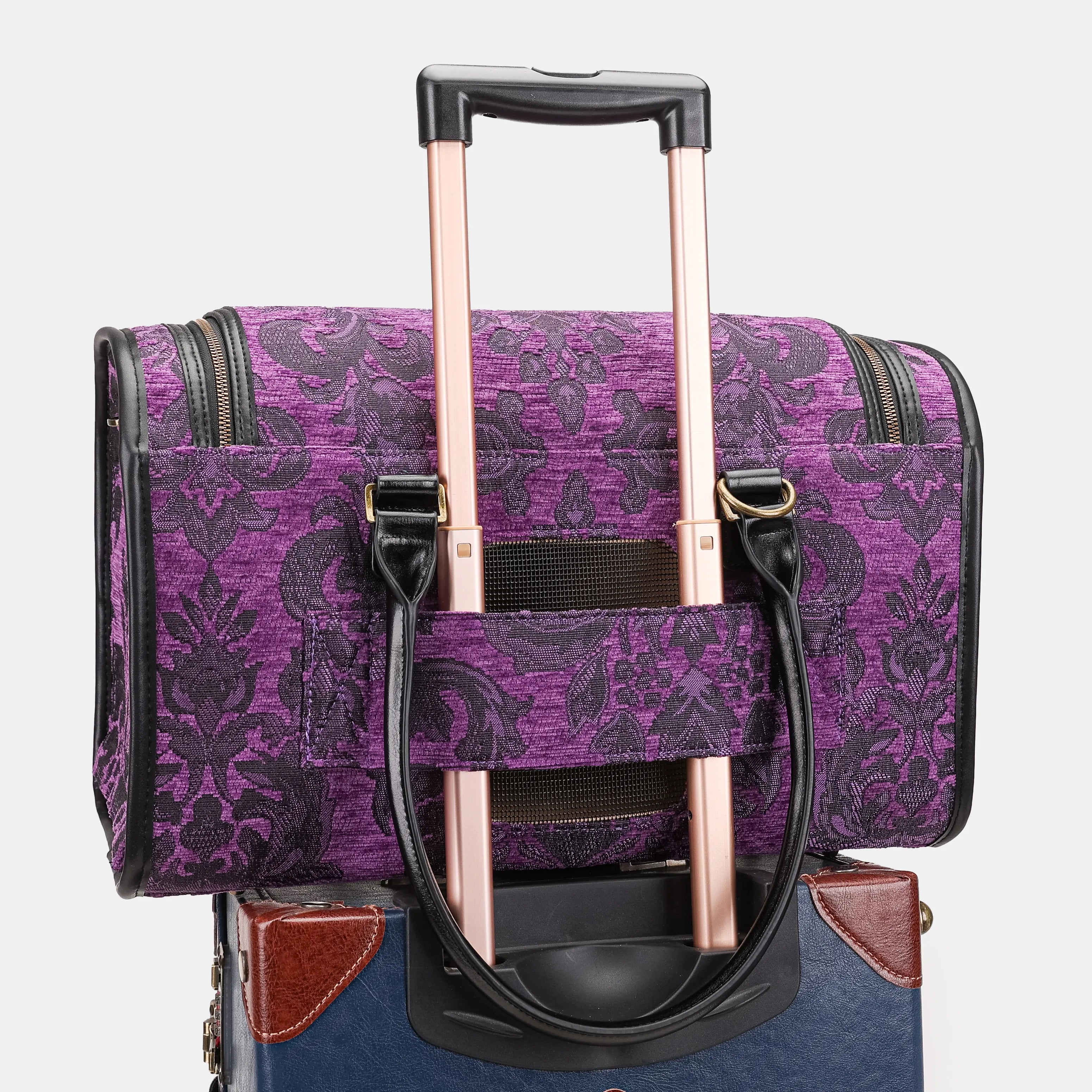 Travel Dog Carrier Bag Victorian Blossom Purple of America luggage sleeve