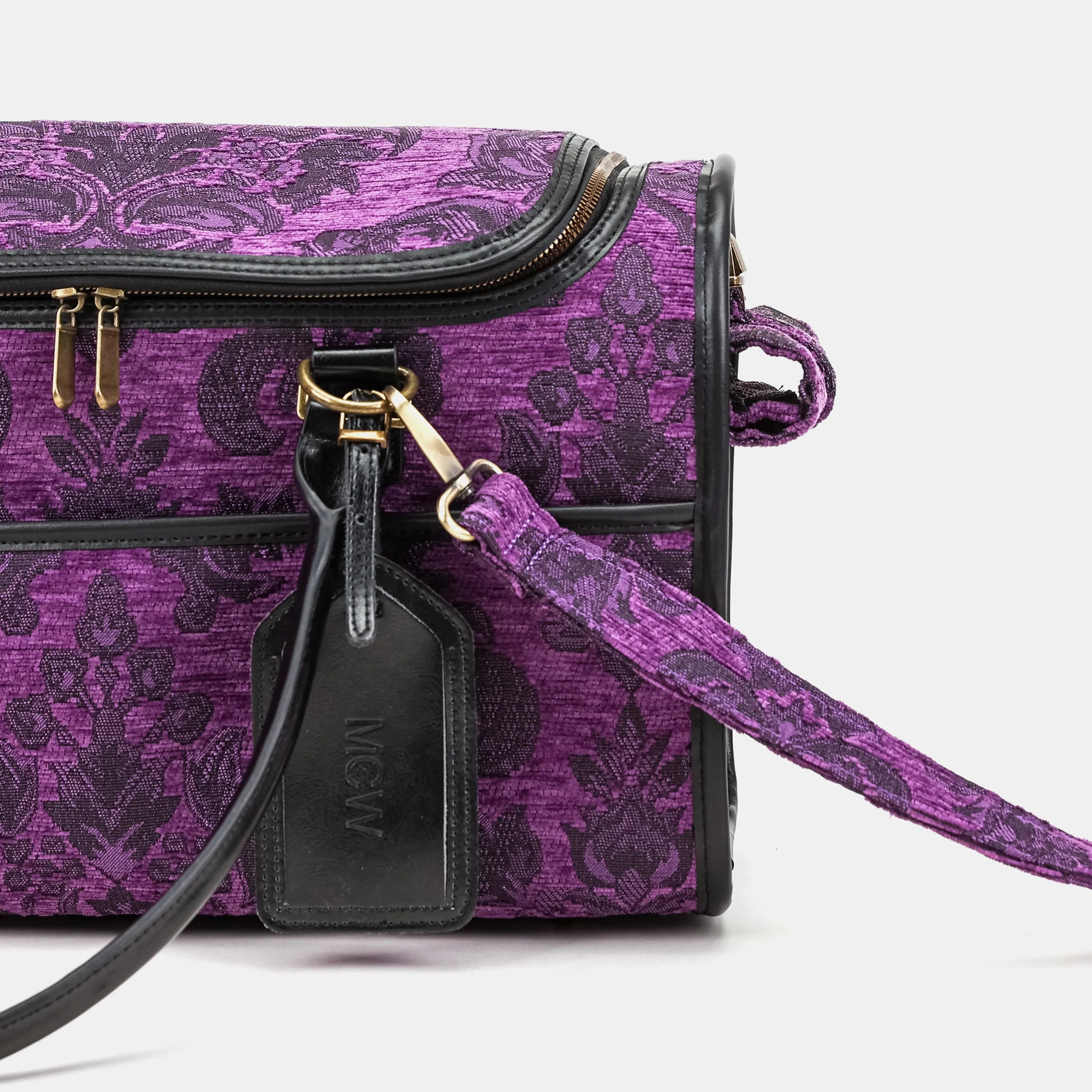 Travel Dog Carrier Bag Victorian Blossom Purple of America details