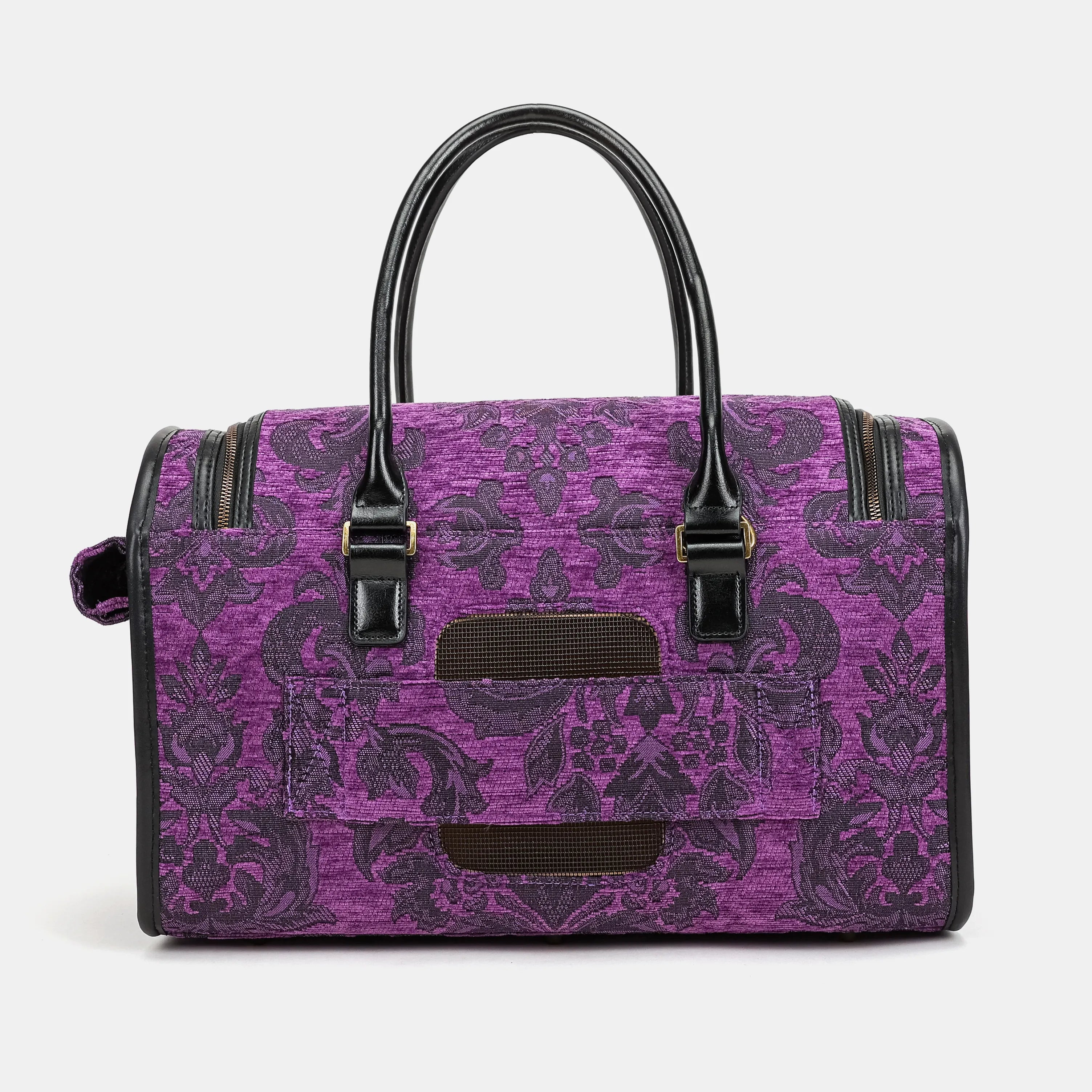 Travel Dog Carrier Bag Victorian Blossom Purple of America back