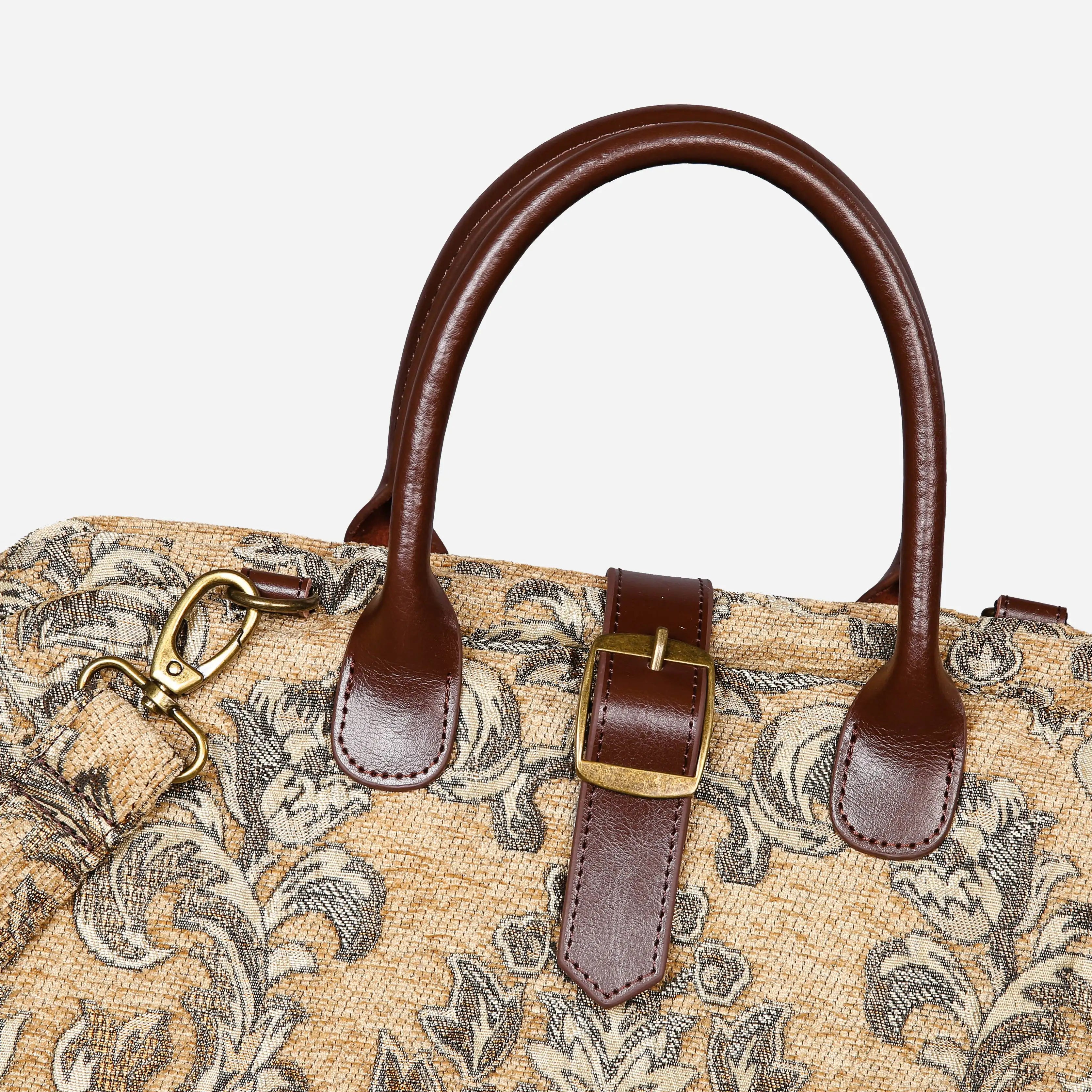Victorian Blossom Beige/Gold Mary Poppins Weekender Carpetbag buckle