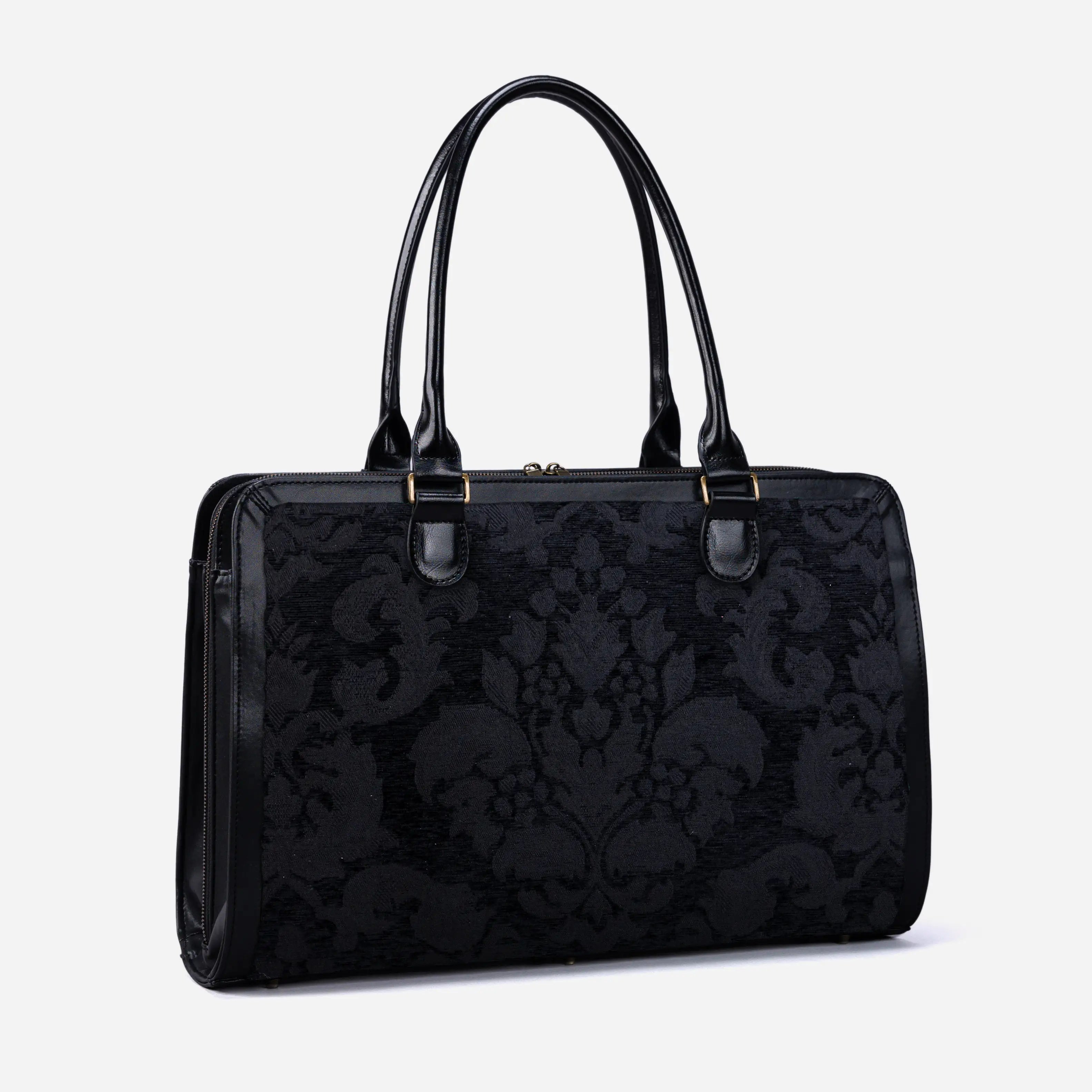 Victorian Blossom Black/Black Business Tote of America side front