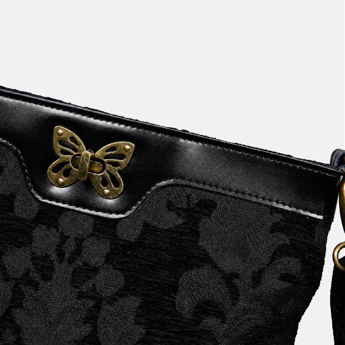 Victorian Blossom BLK/BLK Carpet Crossbody Bag carpet bag MCW Handmade of America details