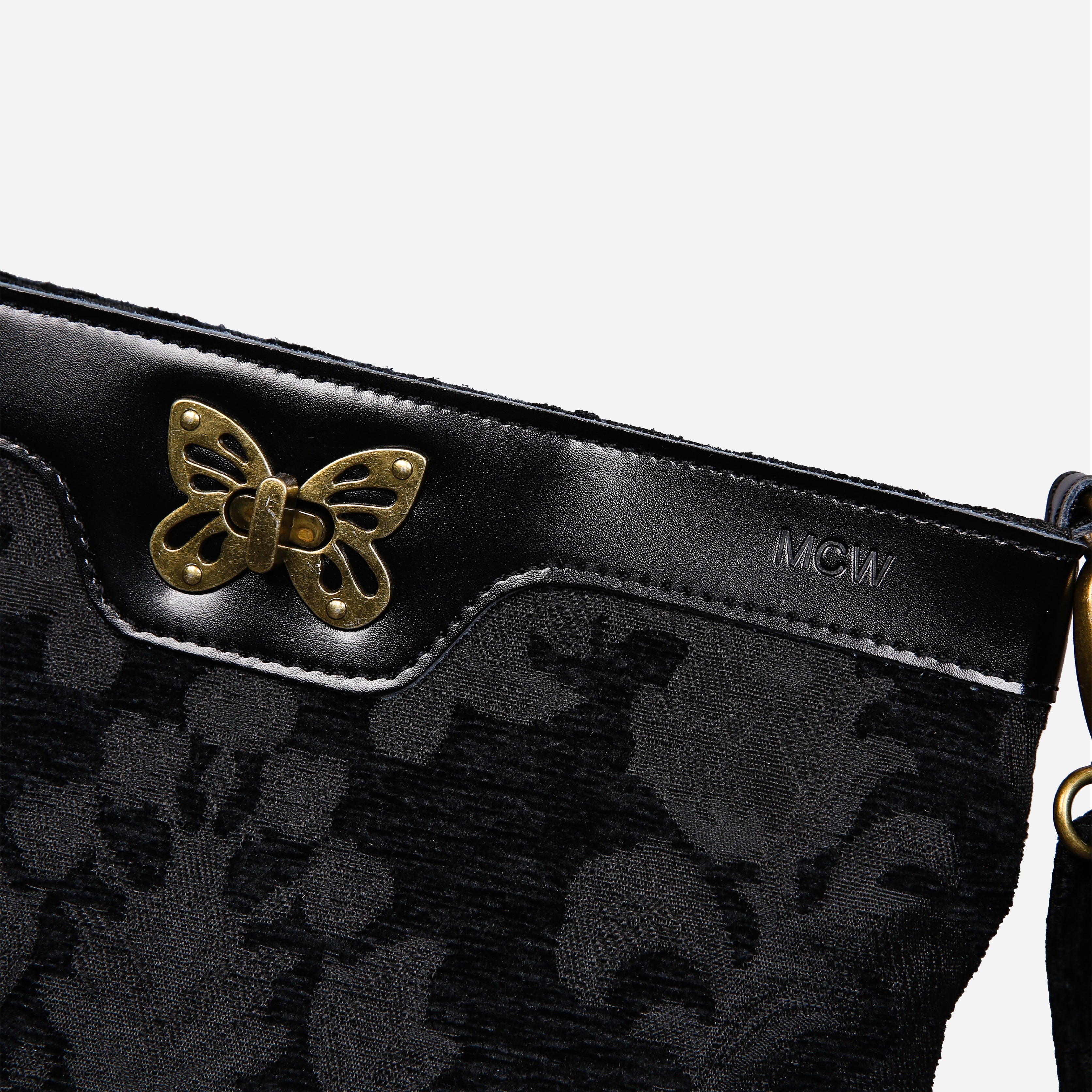 Victorian Blossom BLK/BLK Carpet Crossbody Bag carpet bag MCW Handmade of America details