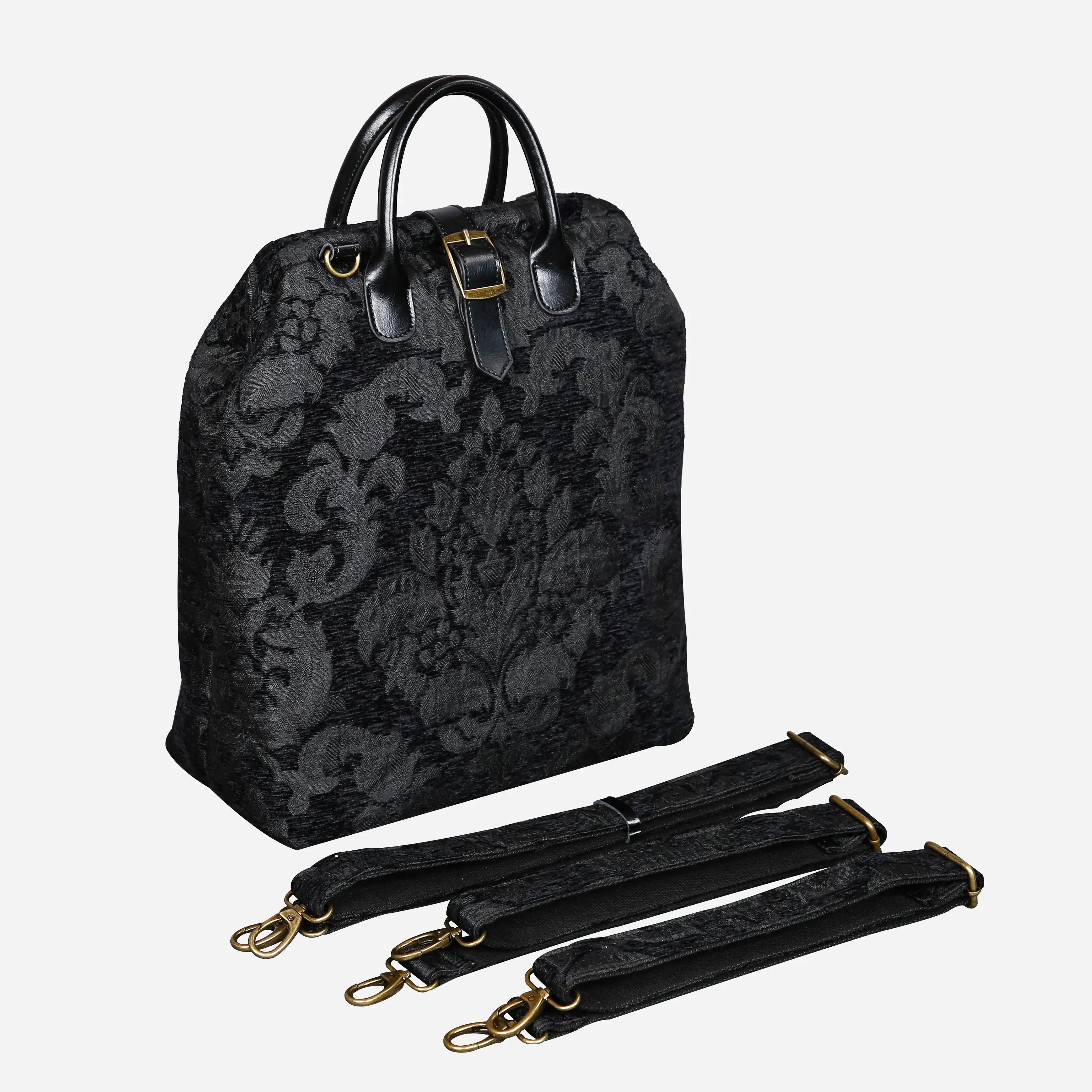 Victorian Blossom Black/Black Carpet Laptop Backpack of America front side