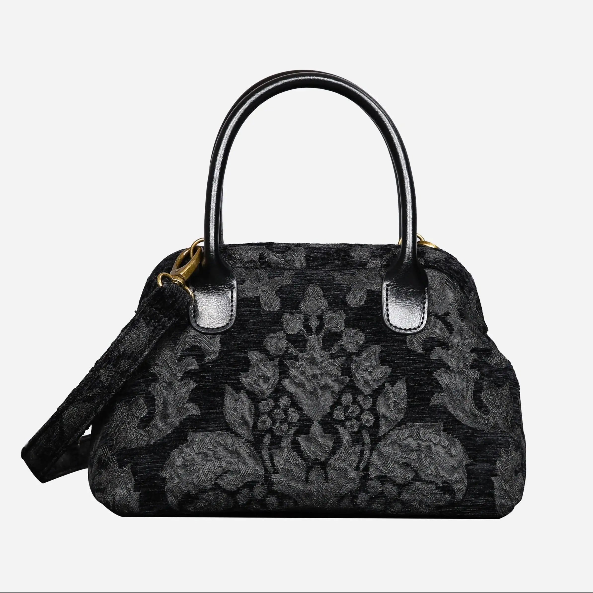 Victorian Blossom BLK/BLK Carpet Satchel carpet bag MCW Handmade main