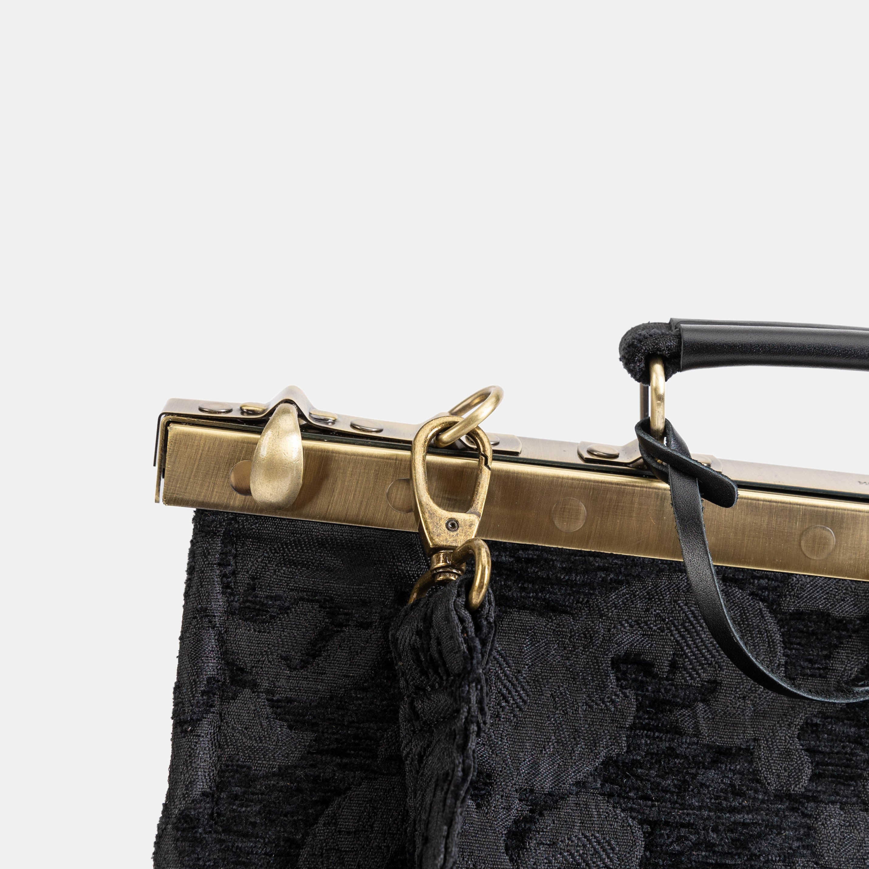 Victorian Blossom Black/Black Celine Carpet Gladstone Bag of America shoulder strap clasp