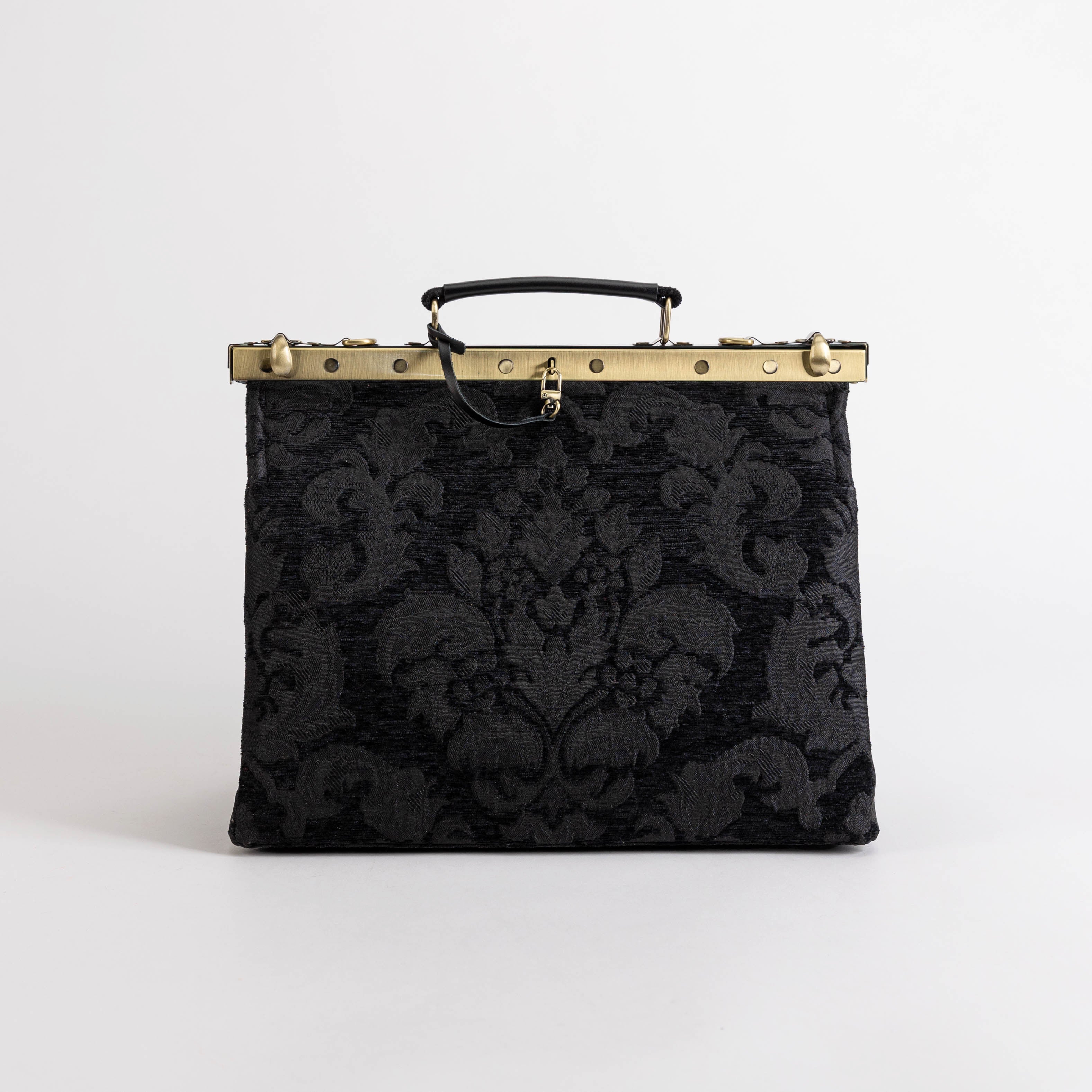 Victorian Blossom Black/Black Celine Carpet Gladstone Bag of America front