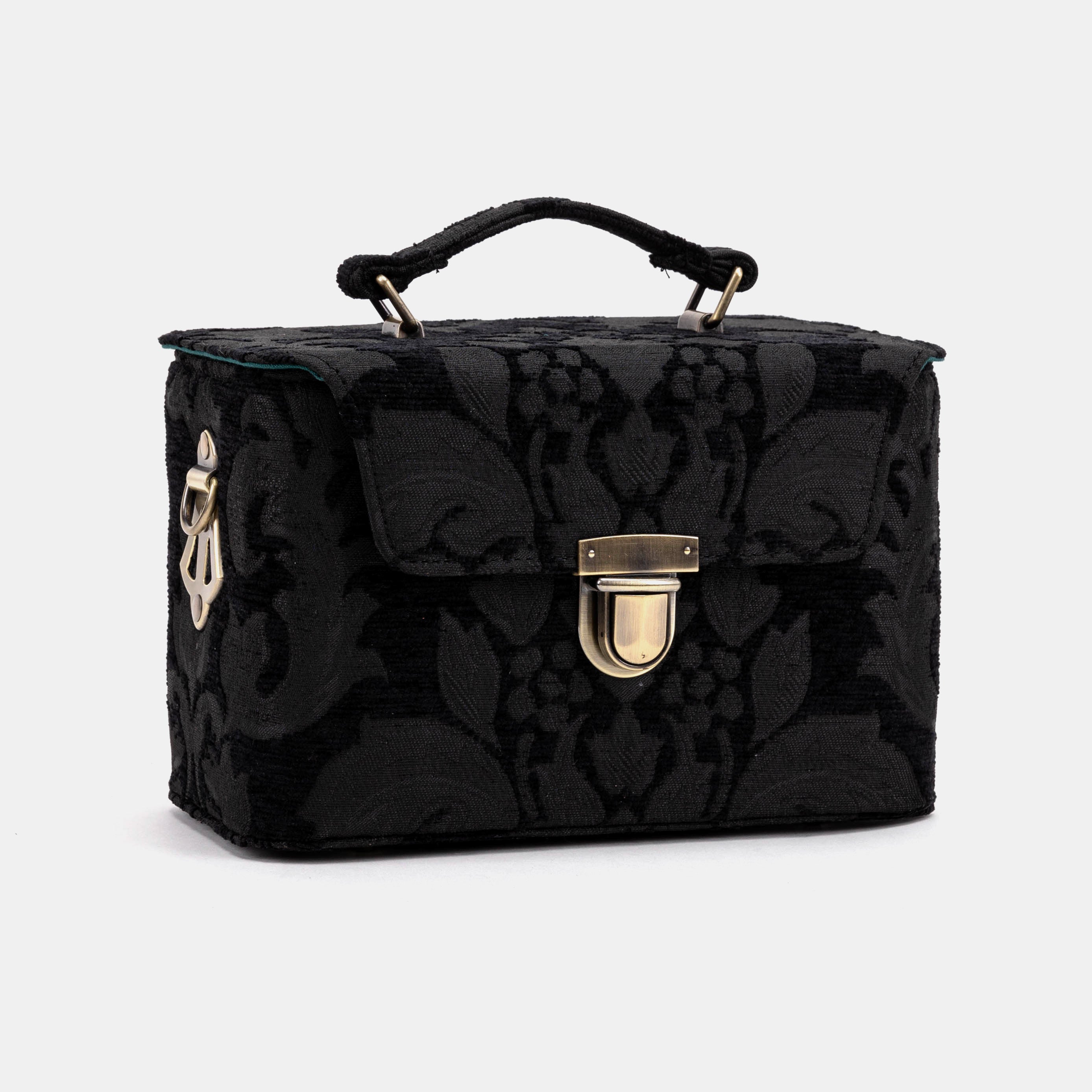 Victorian Blossom Black/Black Clara Medium Train Case of America front side