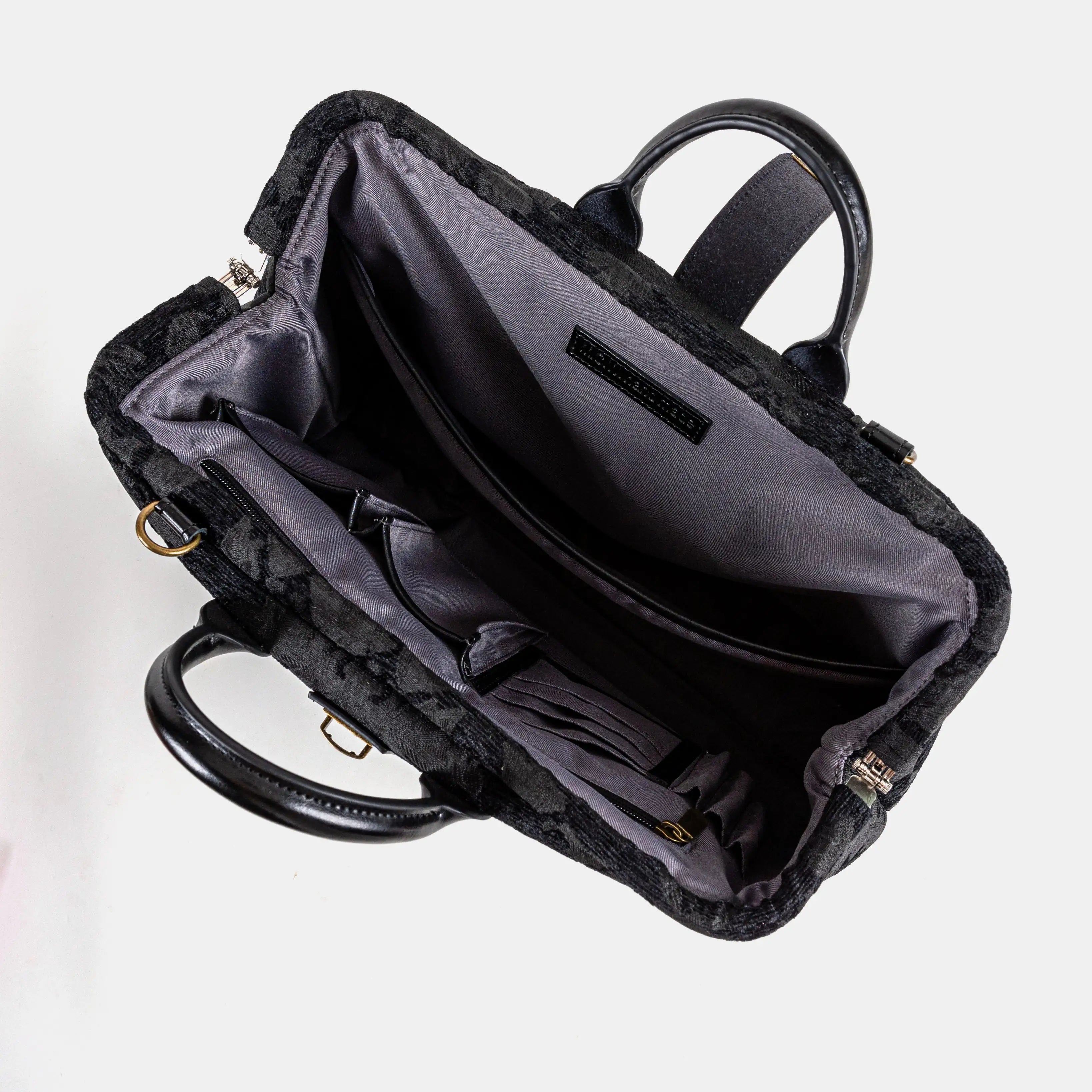 Victorian Blossom Black/Black Laptop Work Bag  of America inside