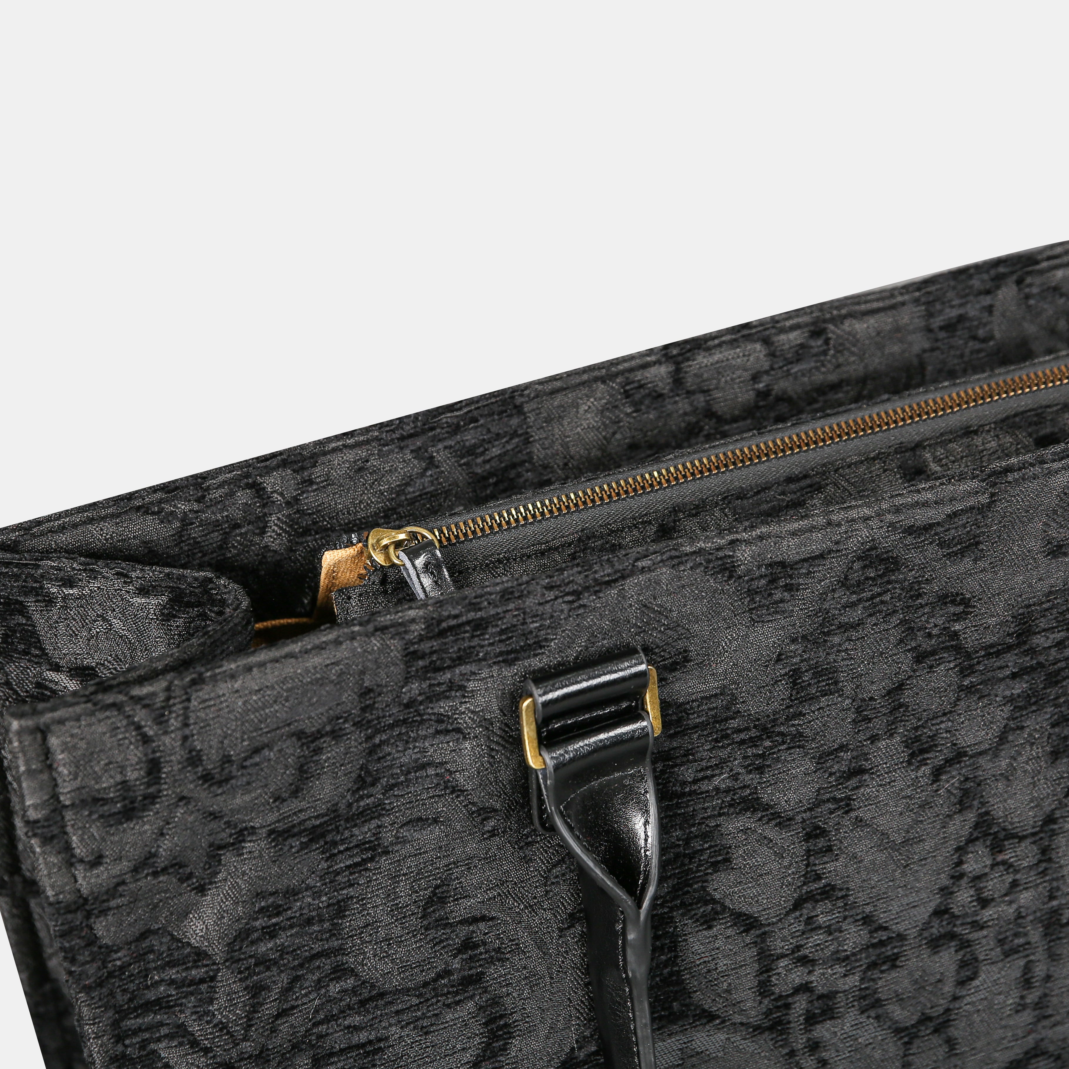 Victorian Blossom Black Laptop Work Tote  of America zipper