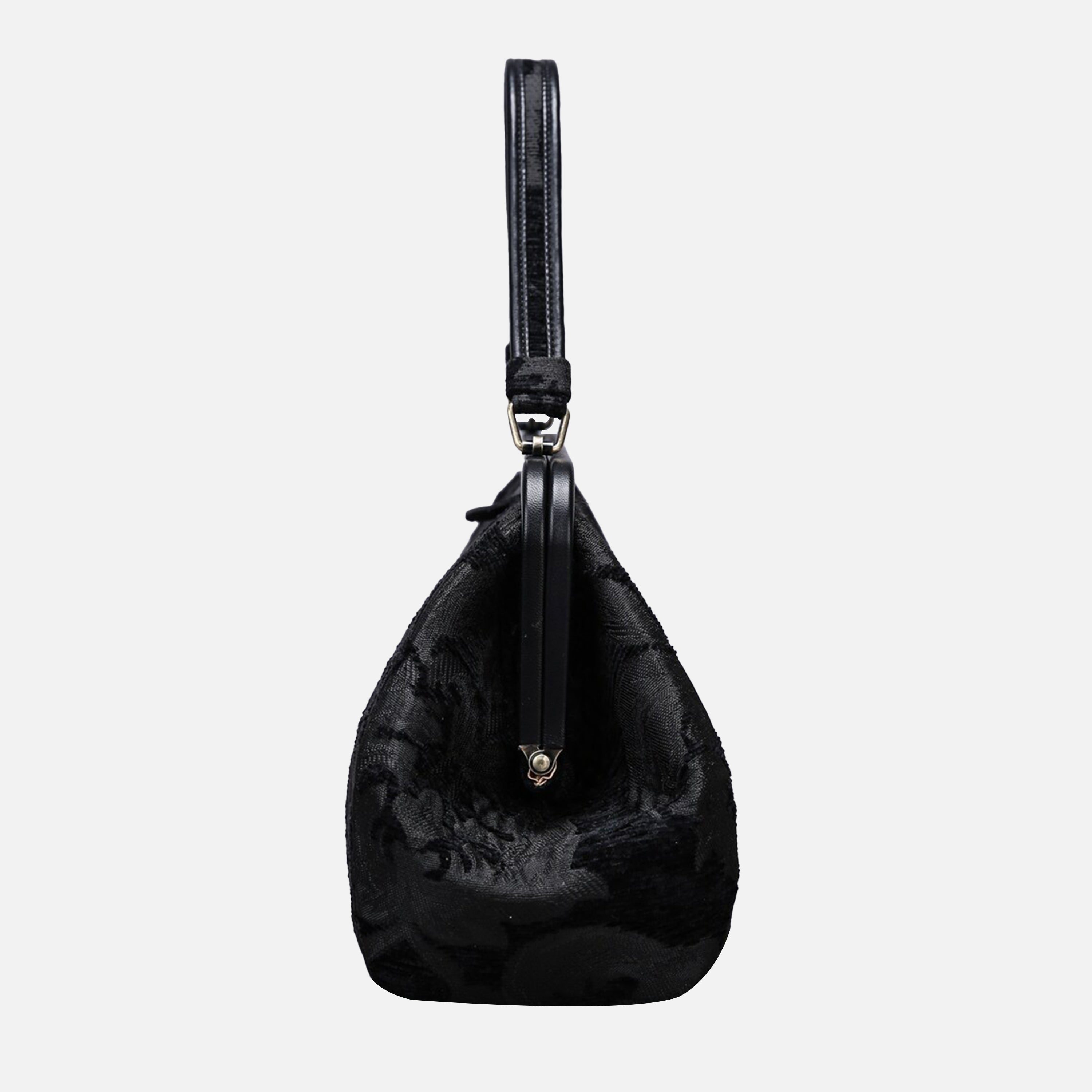Victorian Blossom Black Top Handle Purse carpet bag of America side