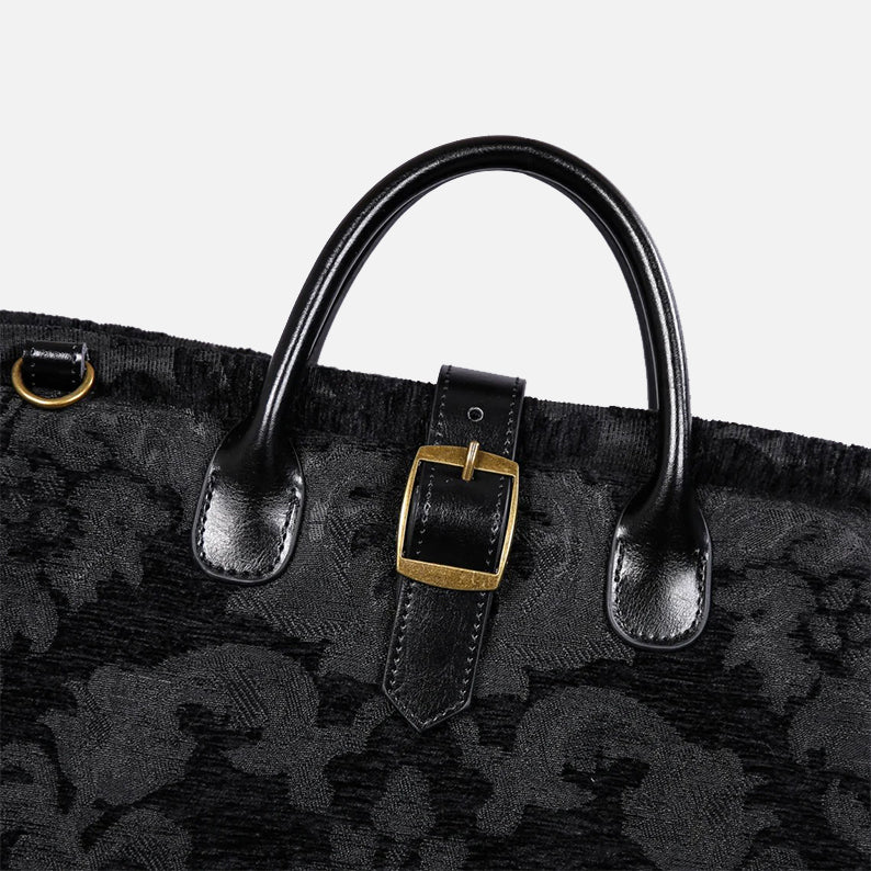 Victorian Blossom BLK/BLK Carpet Garment Bag carpet bag of America handle