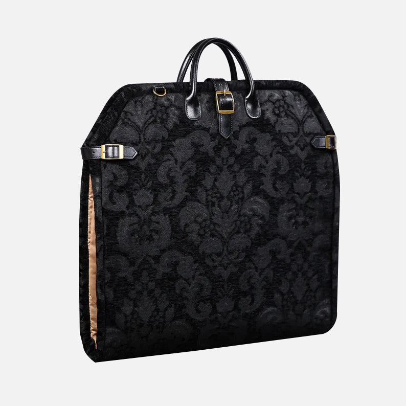 Victorian Blossom BLK/BLK Carpet Garment Bag carpet bag of America  Front side