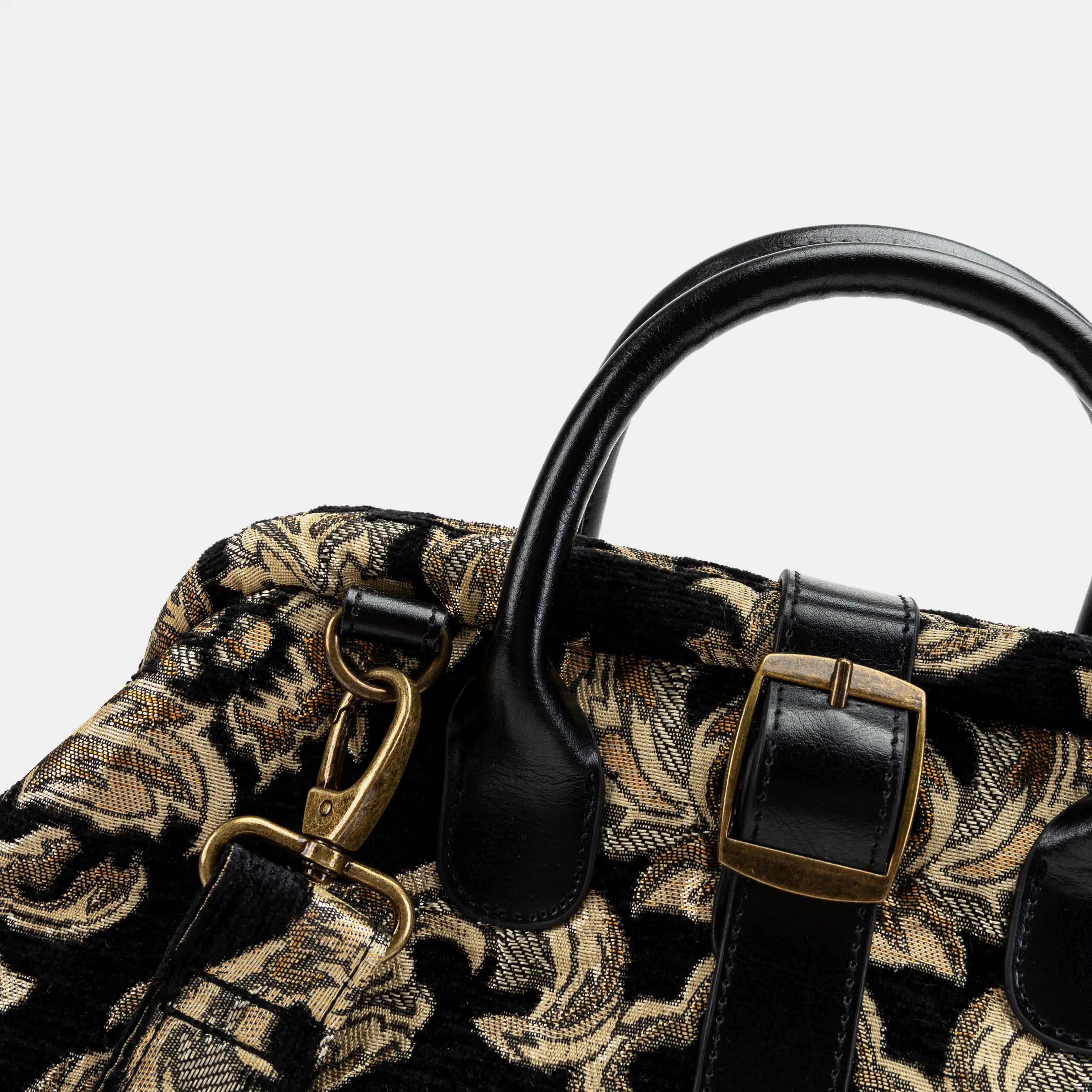 Victorian Blossom Black/Gold Carpet Laptop Backpack of America buckle