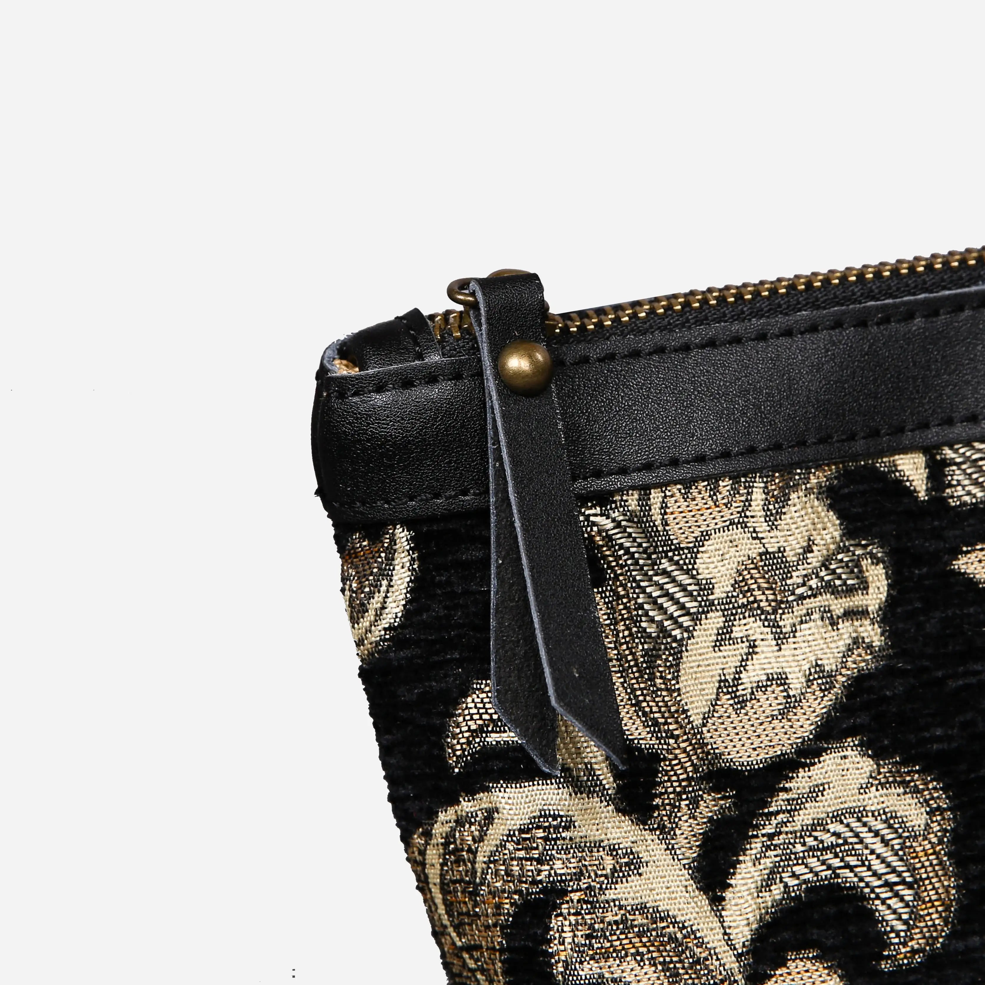 Vicotian Blossom Black Gold Carpet Makeup Bag Carpetbag of America details