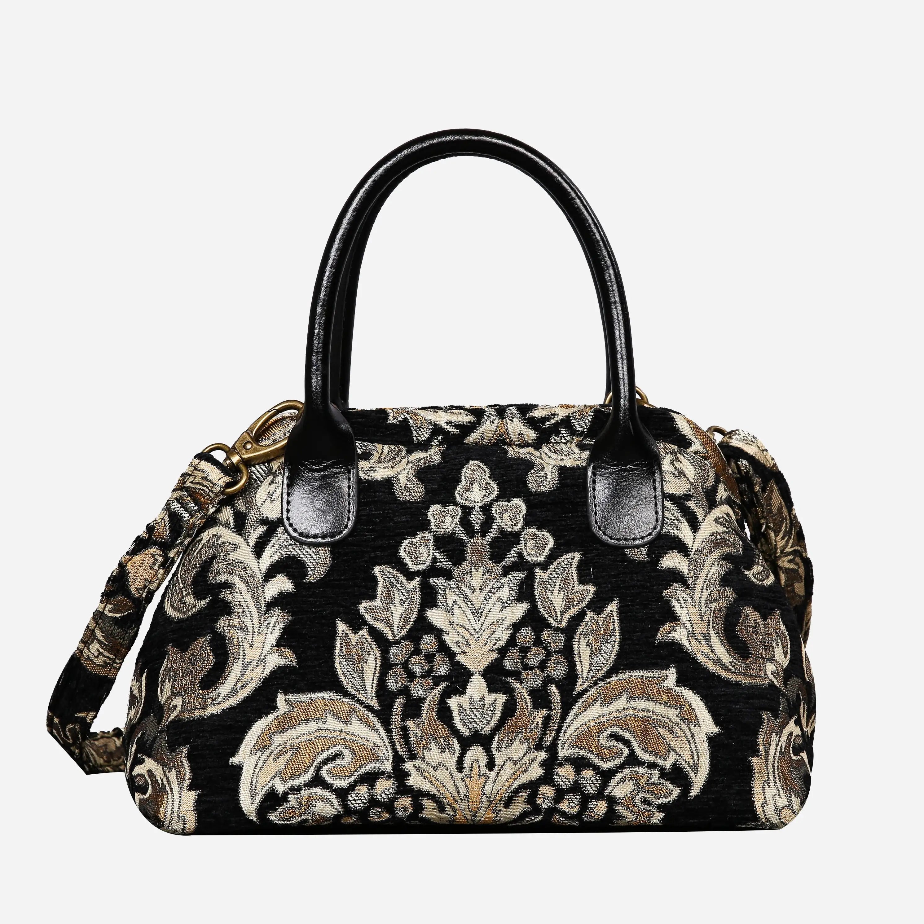 Victorian Blossom BLK-GOLD Carpet Satchel carpet bag MCW Handmade of America main