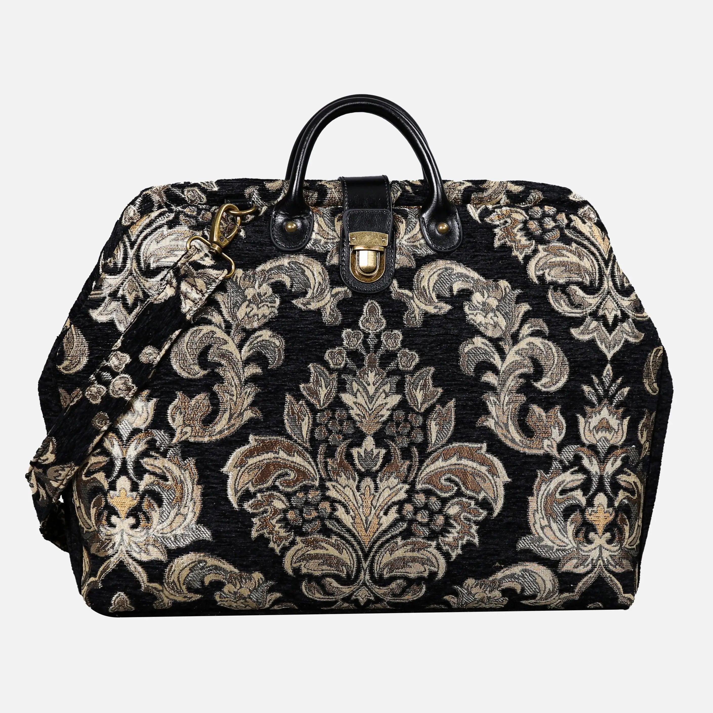 Victorian Blossom Black Gold Laptop Work Bag carpet bag of America main