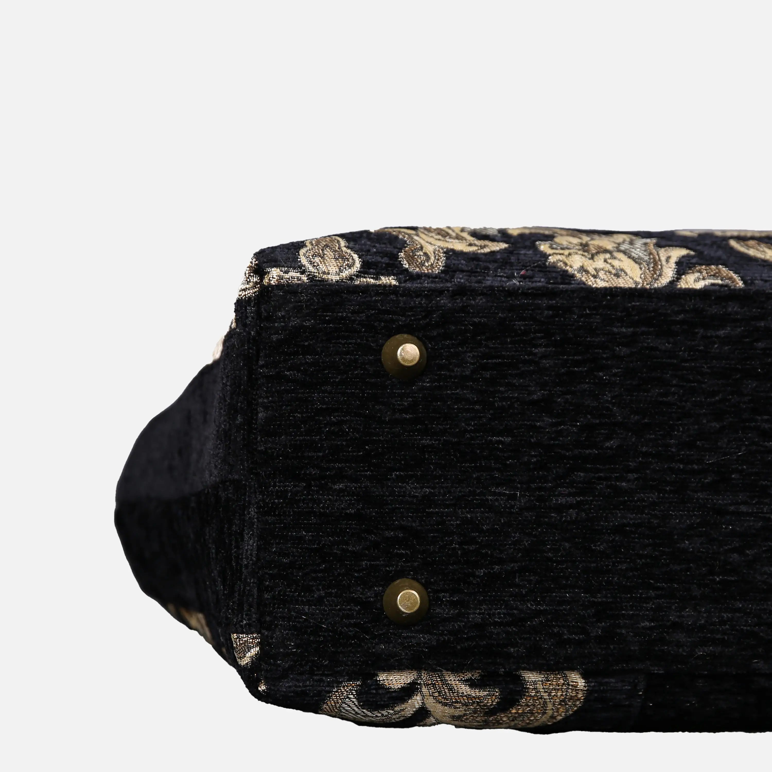 Victorian Blossom Black Gold Laptop Work Bag carpet bag   of America bottom details