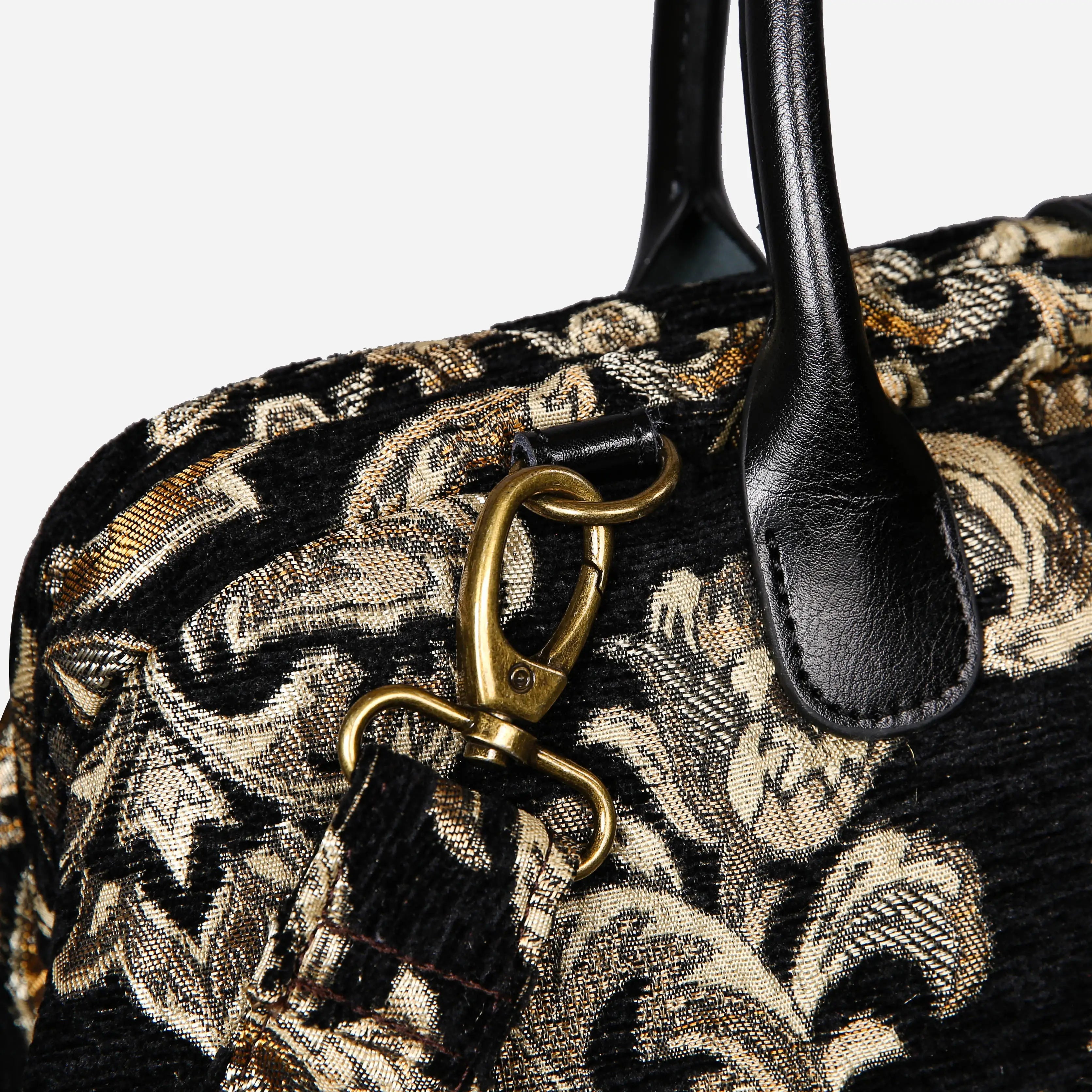 Victorian Blossom Black-Gold Mary Poppins Weekender Carpetbag clasp