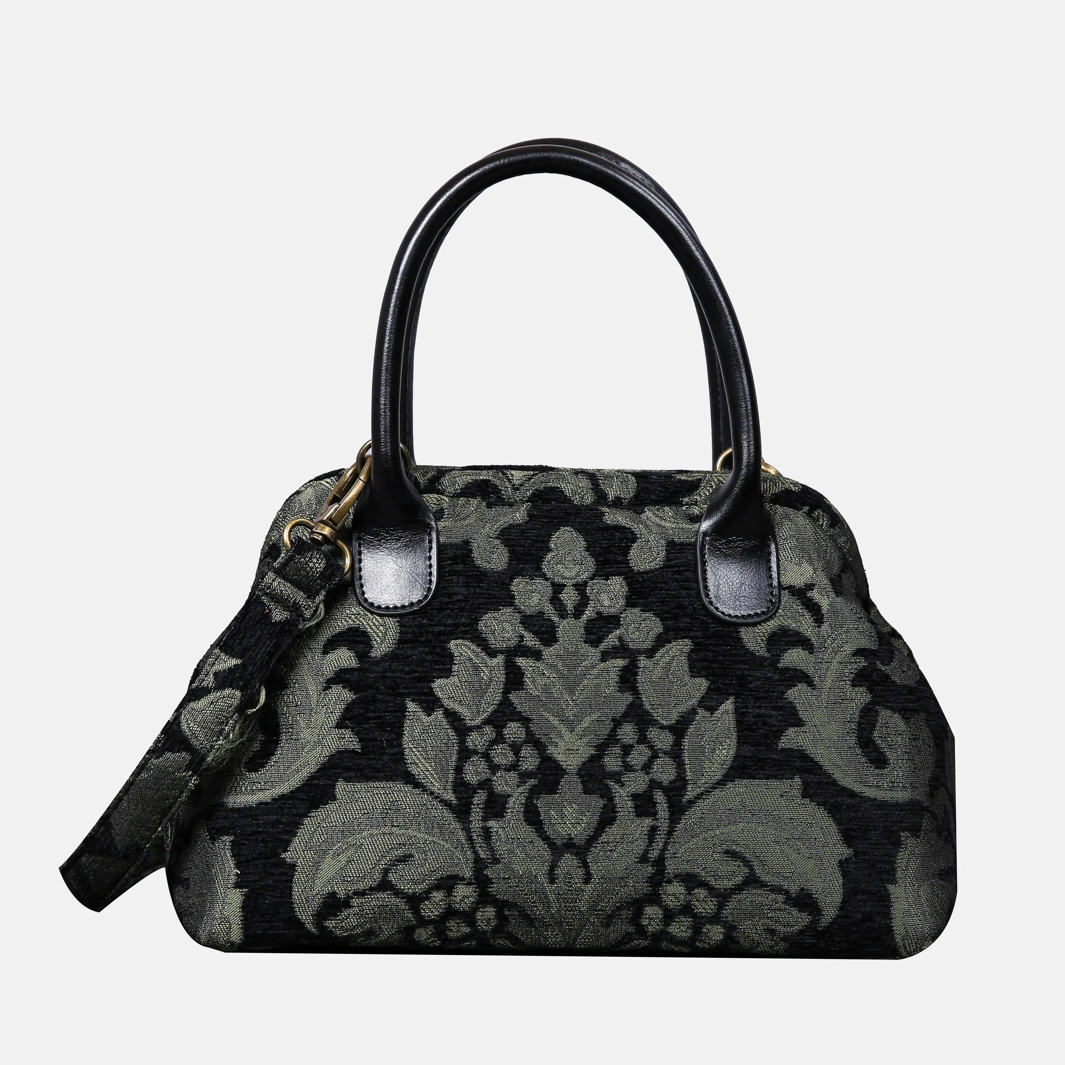 Victorian Blossom Black/Green Carpet Satchel carpet bag MCW Handmade of America main