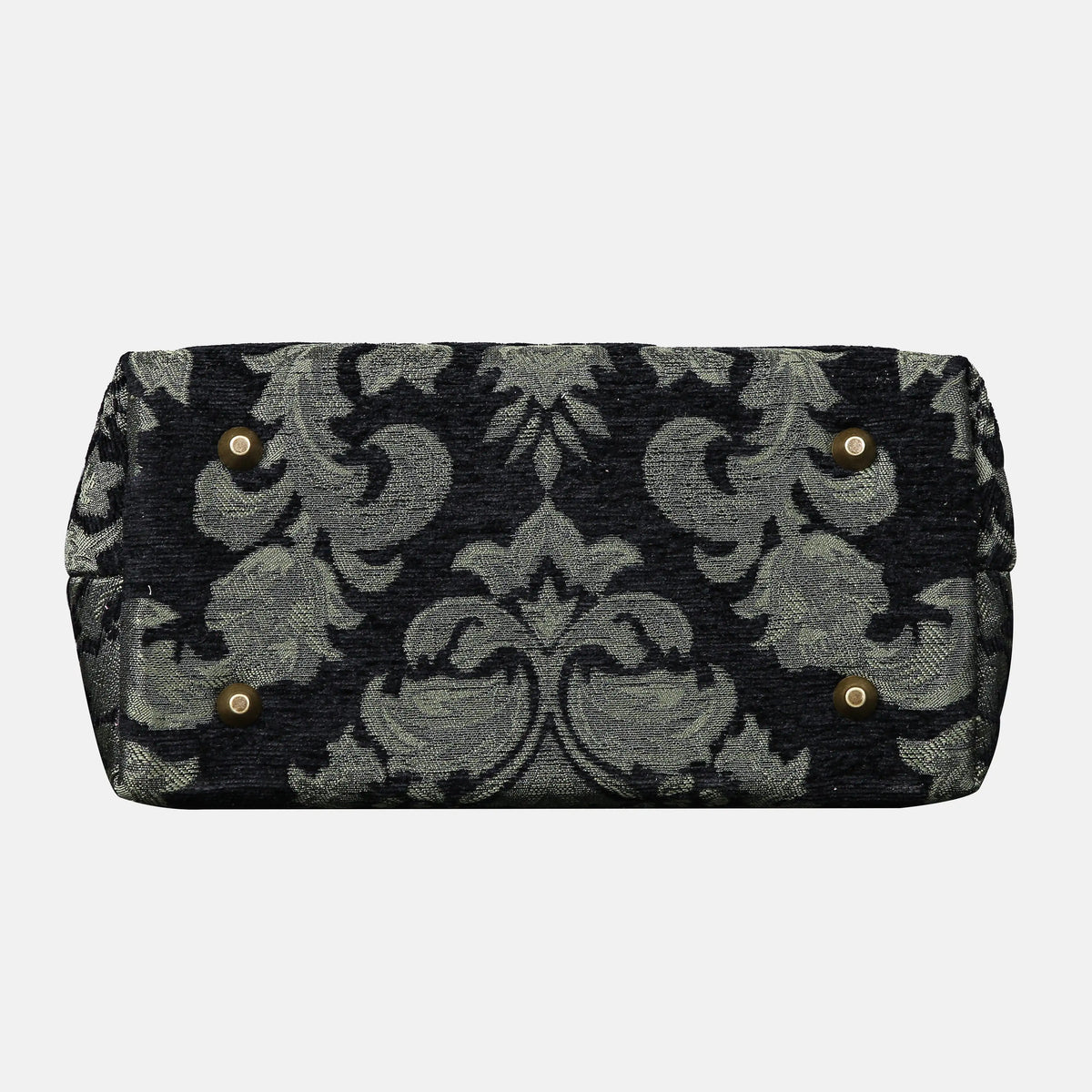 Victorian Blossom Black/Green Carpet Satchel carpet bag MCW Handmade of America bottom