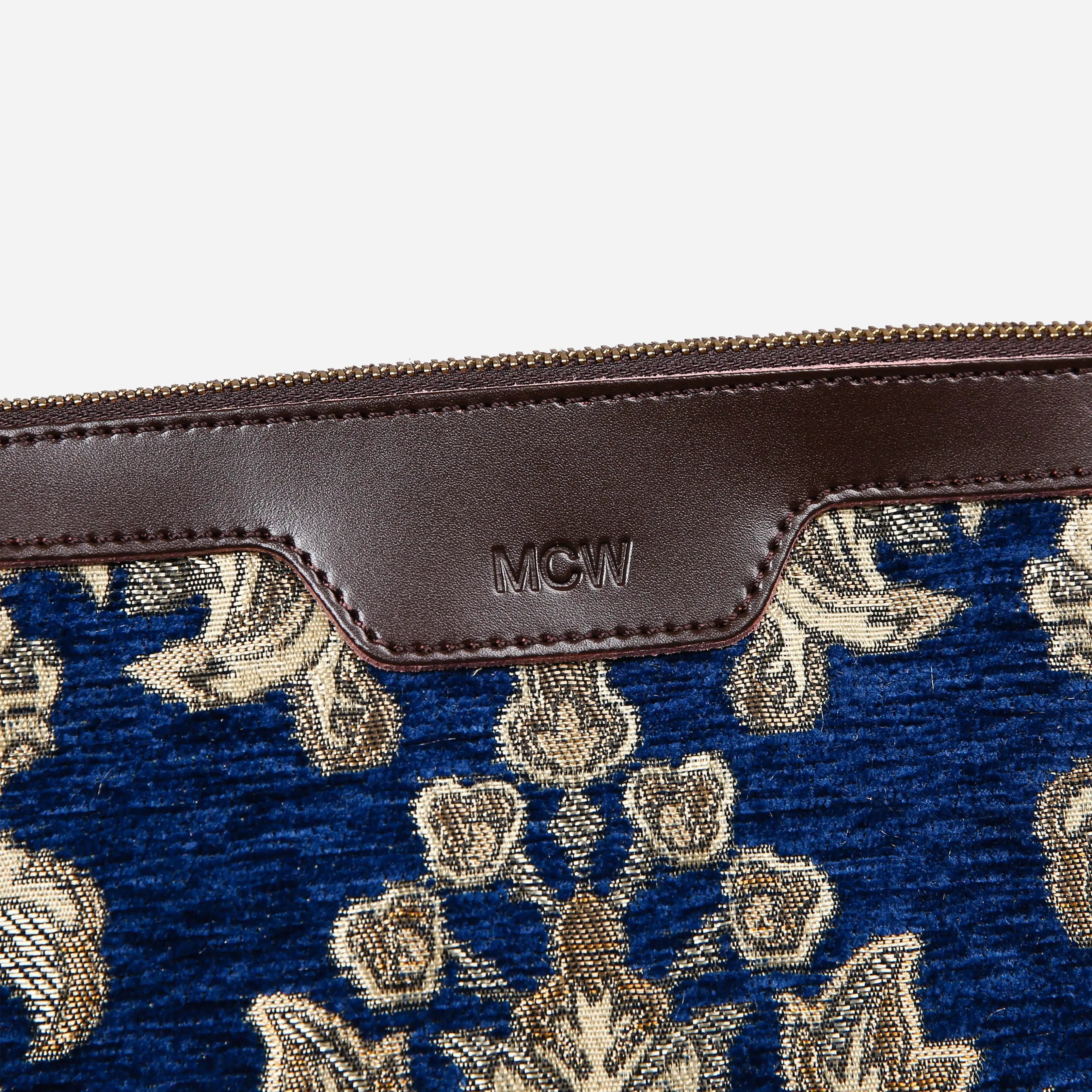 Victorian Blossom Blue Gold Carpet Makeup Bag Carpetbag of America details