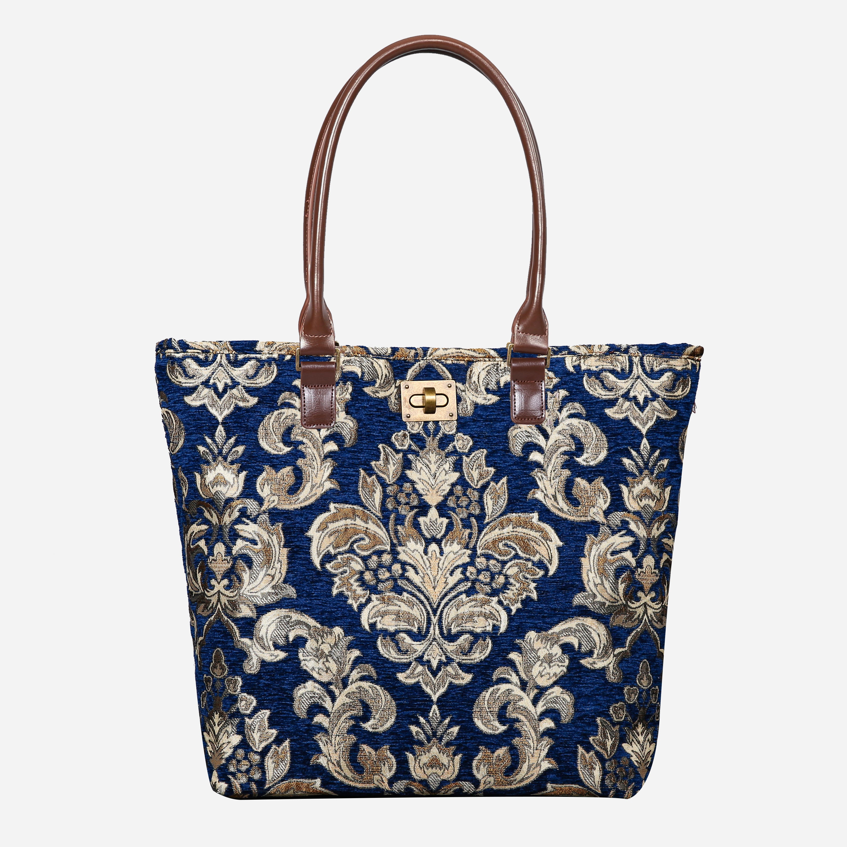 Victorian Blossom Blue gold Carpet Tote Shopper Carpetbag of America main