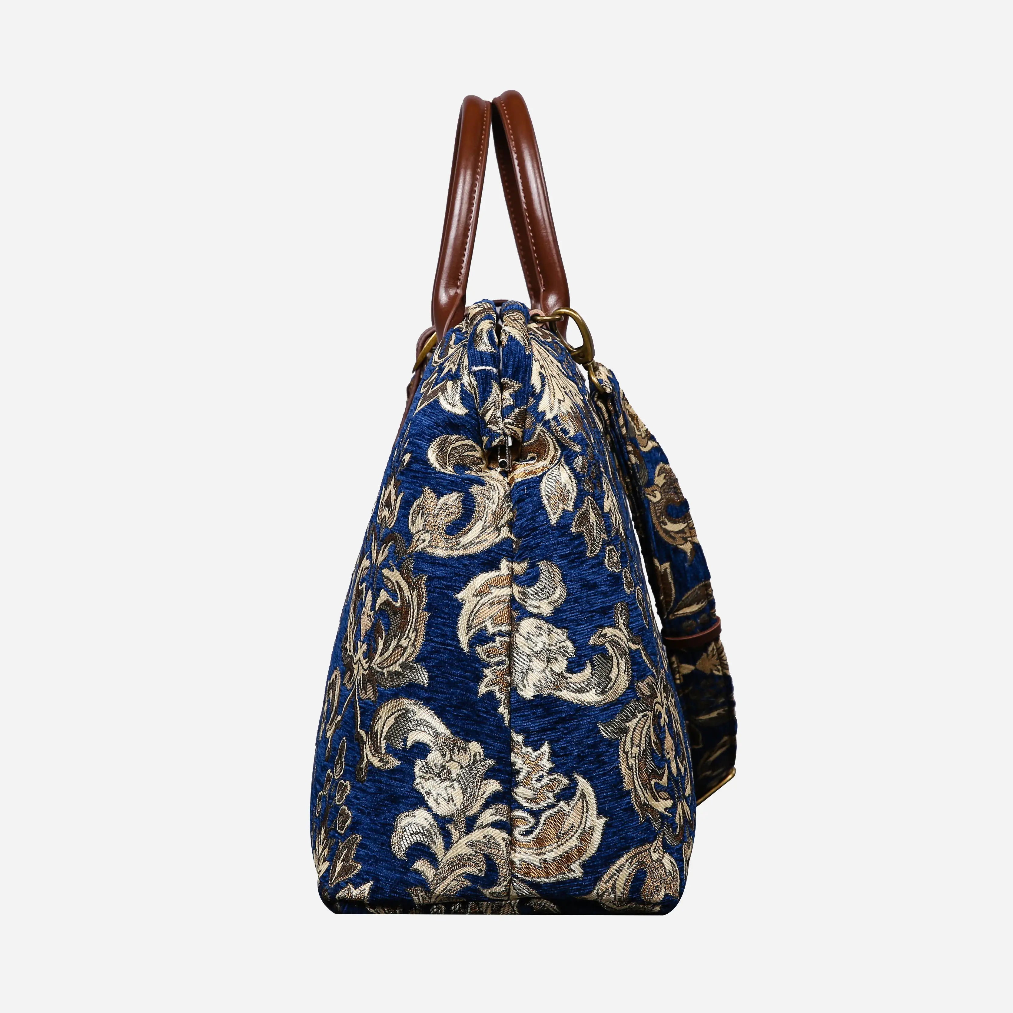 Victorian Blossom Blue-Gold Mary Poppins Weekender Carpetbag side
