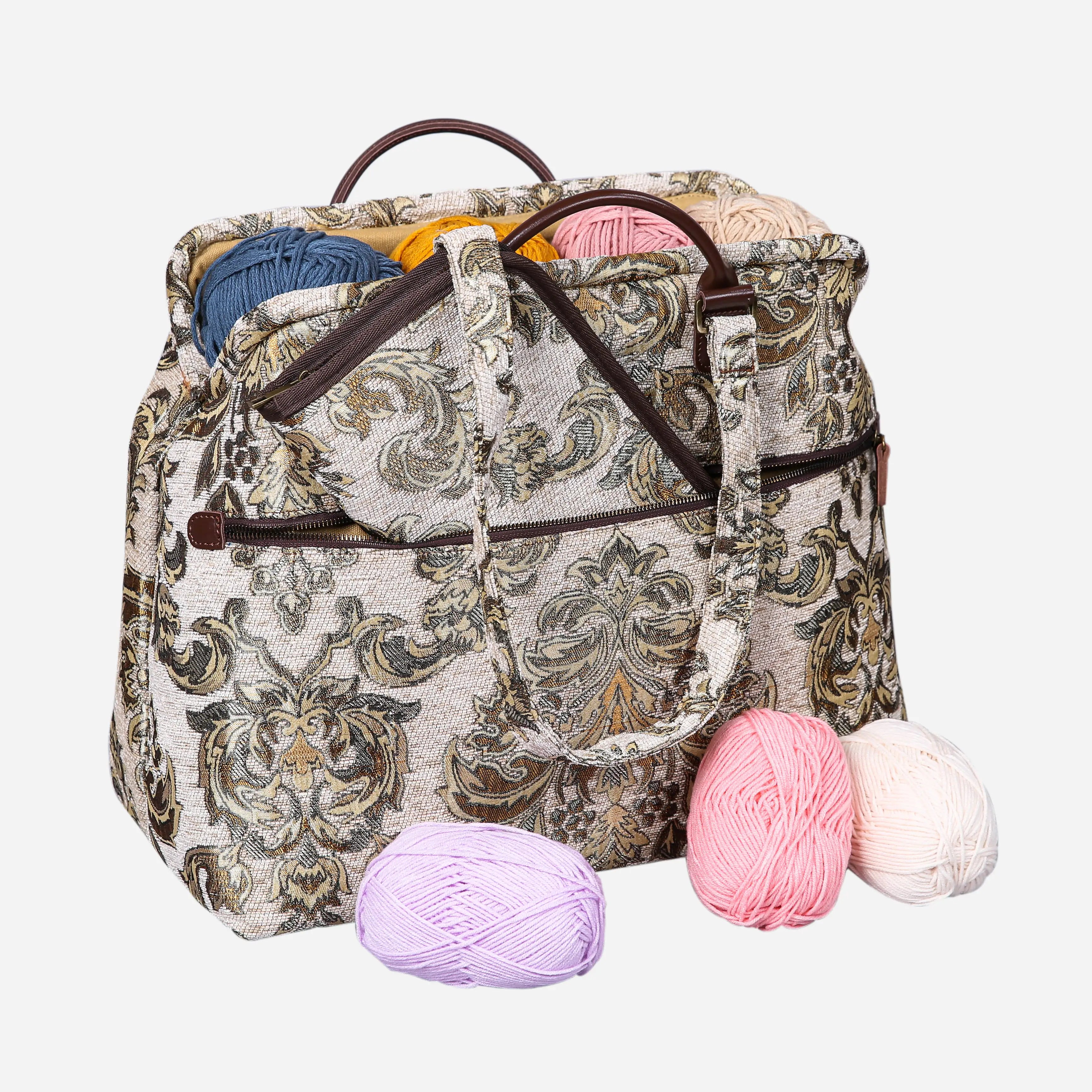 Victorian Blossom C-G Knitting Project Bag  of America-with yarn ball