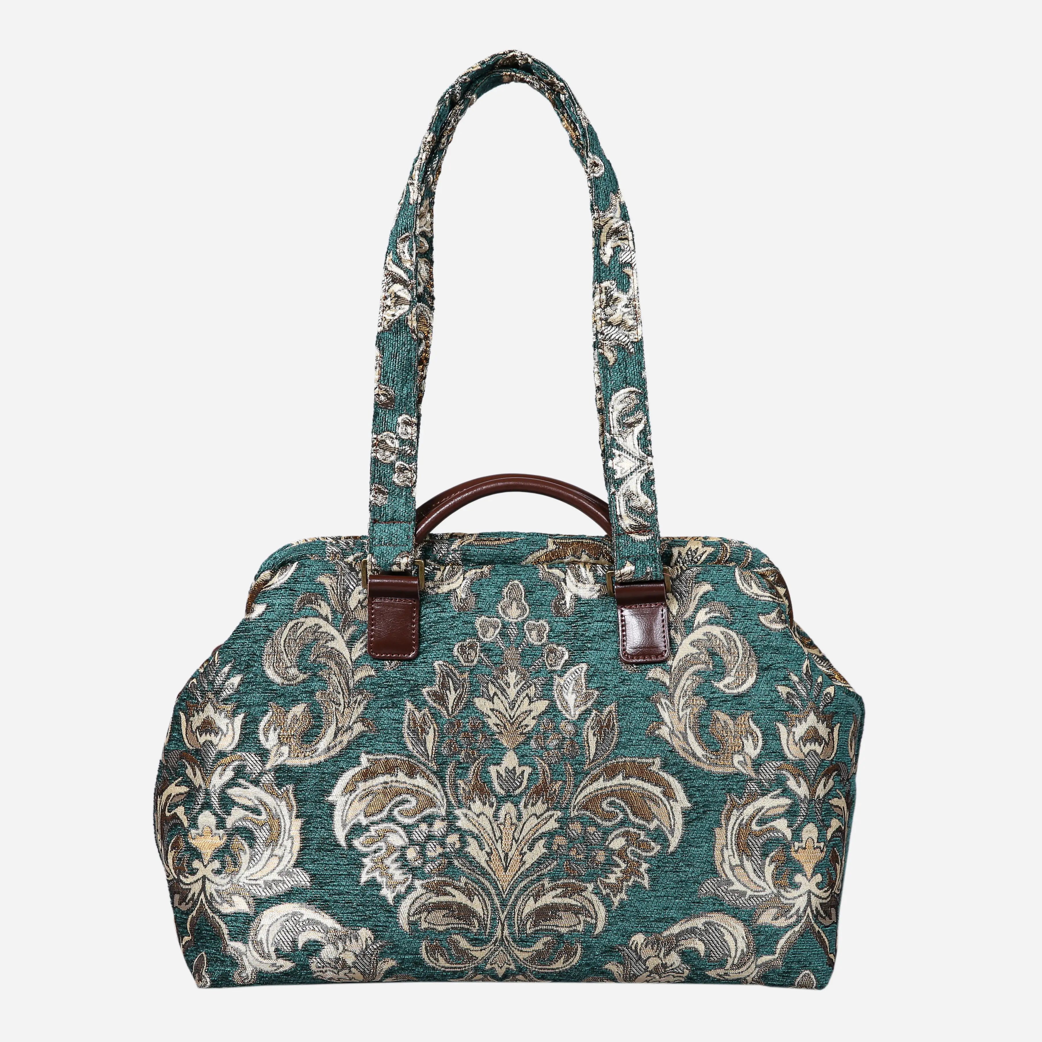 Victorian Blossom Green-Gold Knitting Project Bag   of America with shoulder strap