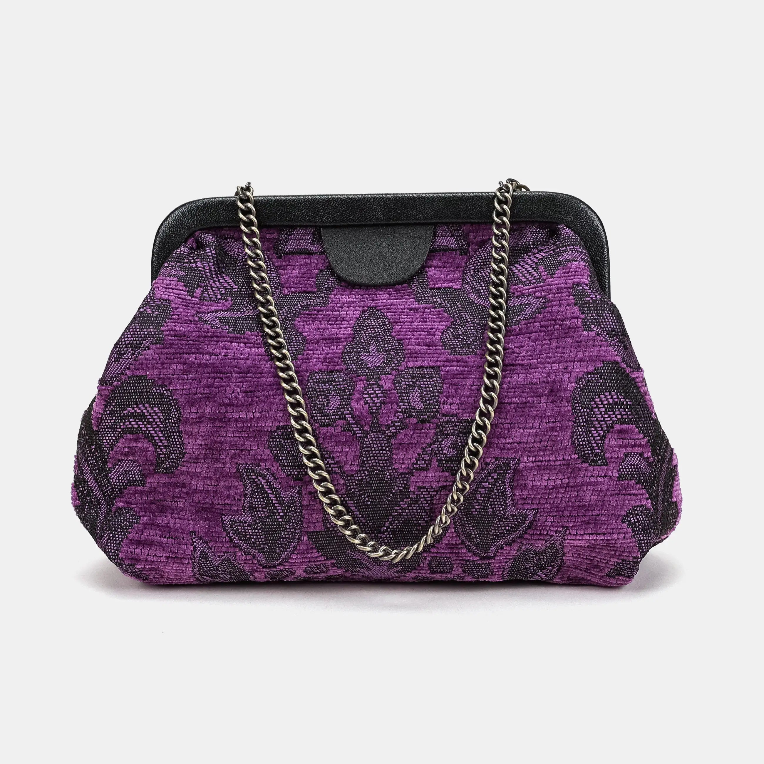 Victorian Blossom Purple Alma Clutch Carpetbag of America main