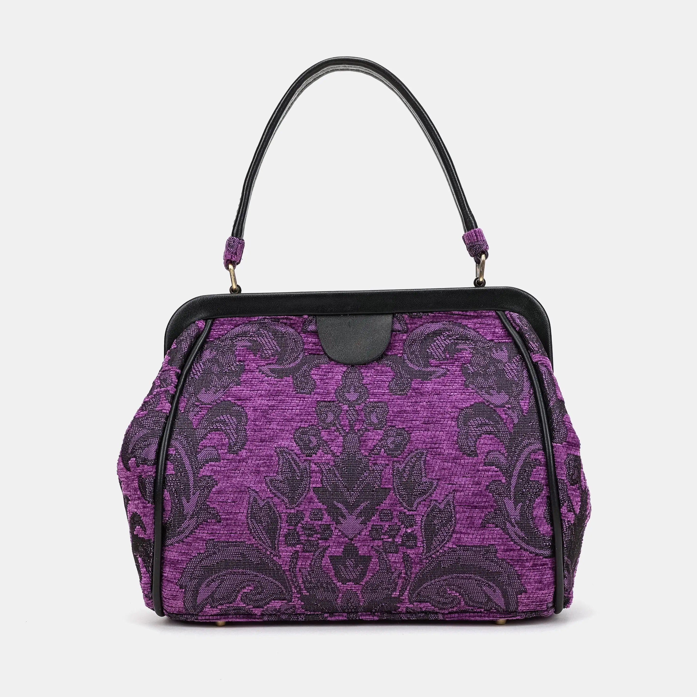 Victorian Blossom Purple Alma Satchel Carpetbag of America back