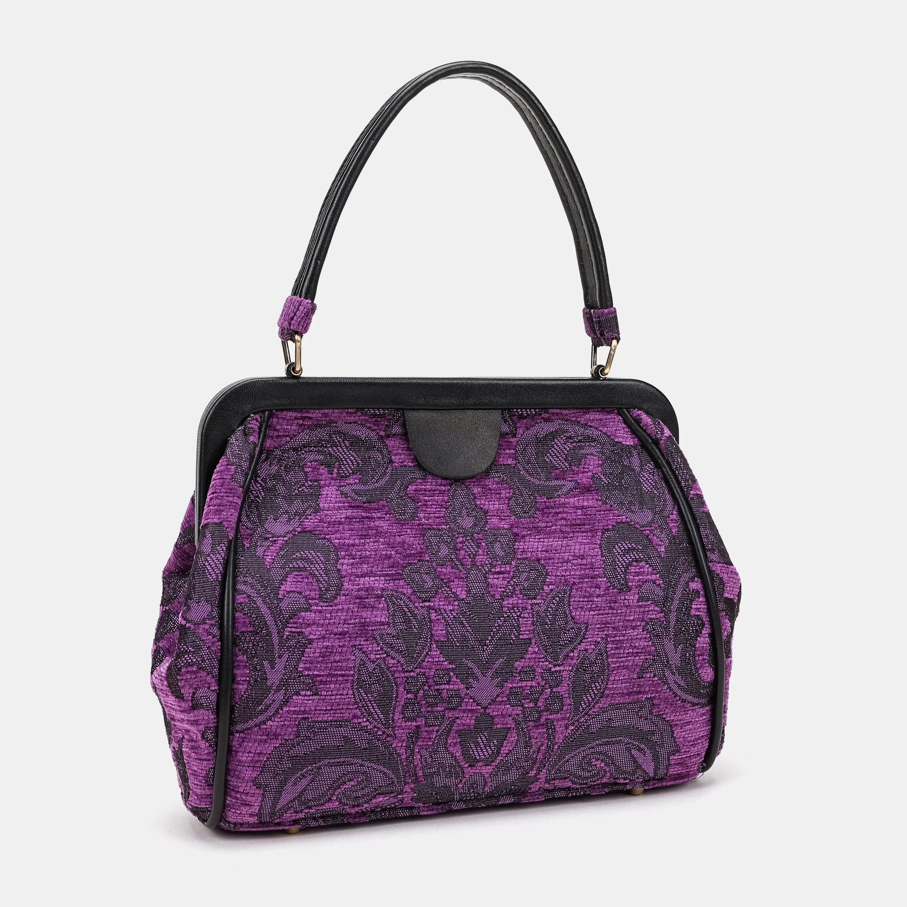 Victorian Blossom Purple Alma Satchel Carpetbag of America front